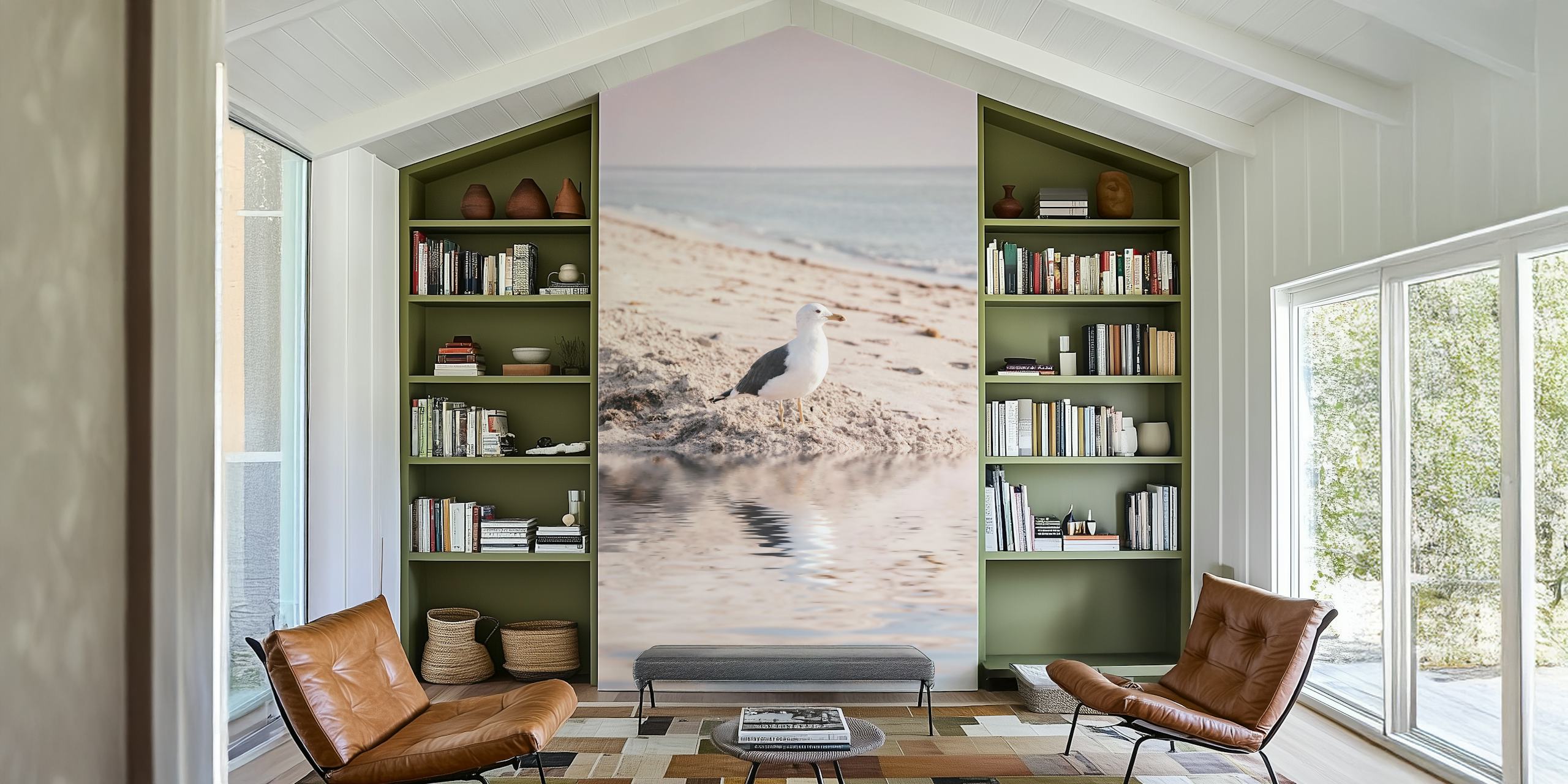 Sea Gull Pastel Seaview behang in een kamer