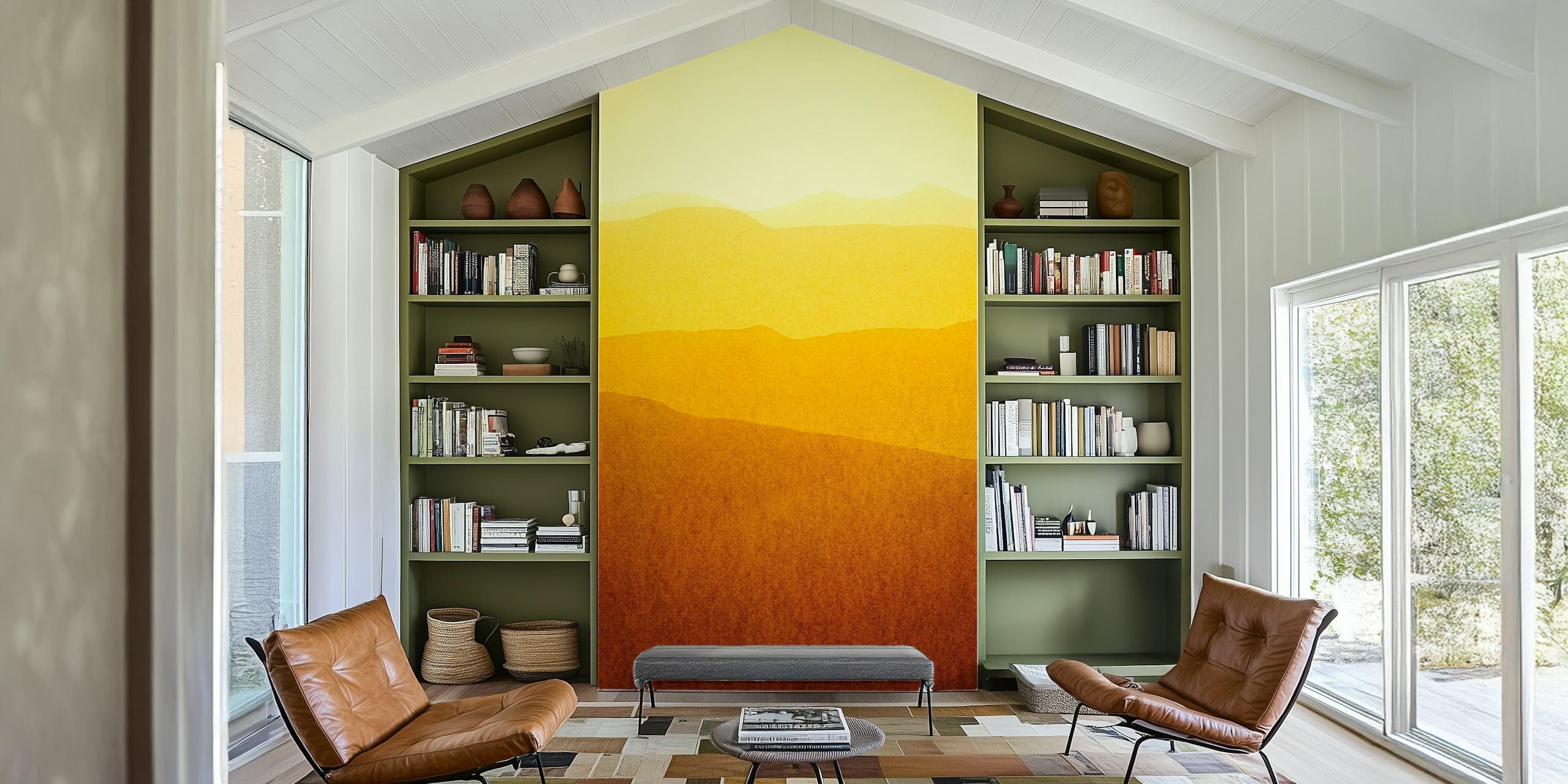Gradient landscape wallpaper in warm yellow hues, abstract style