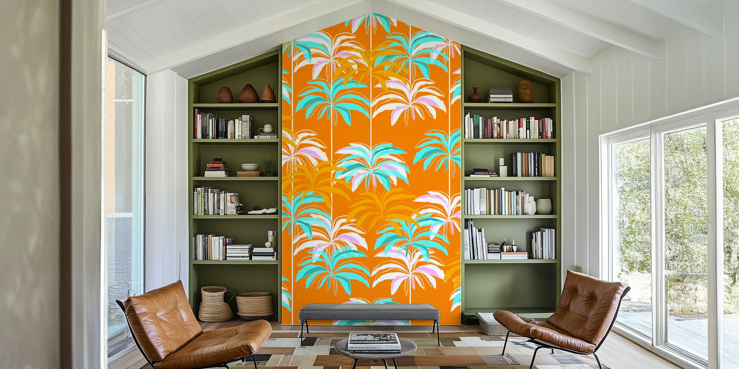 Tropical Palm Springs Escape wallpaper in a room