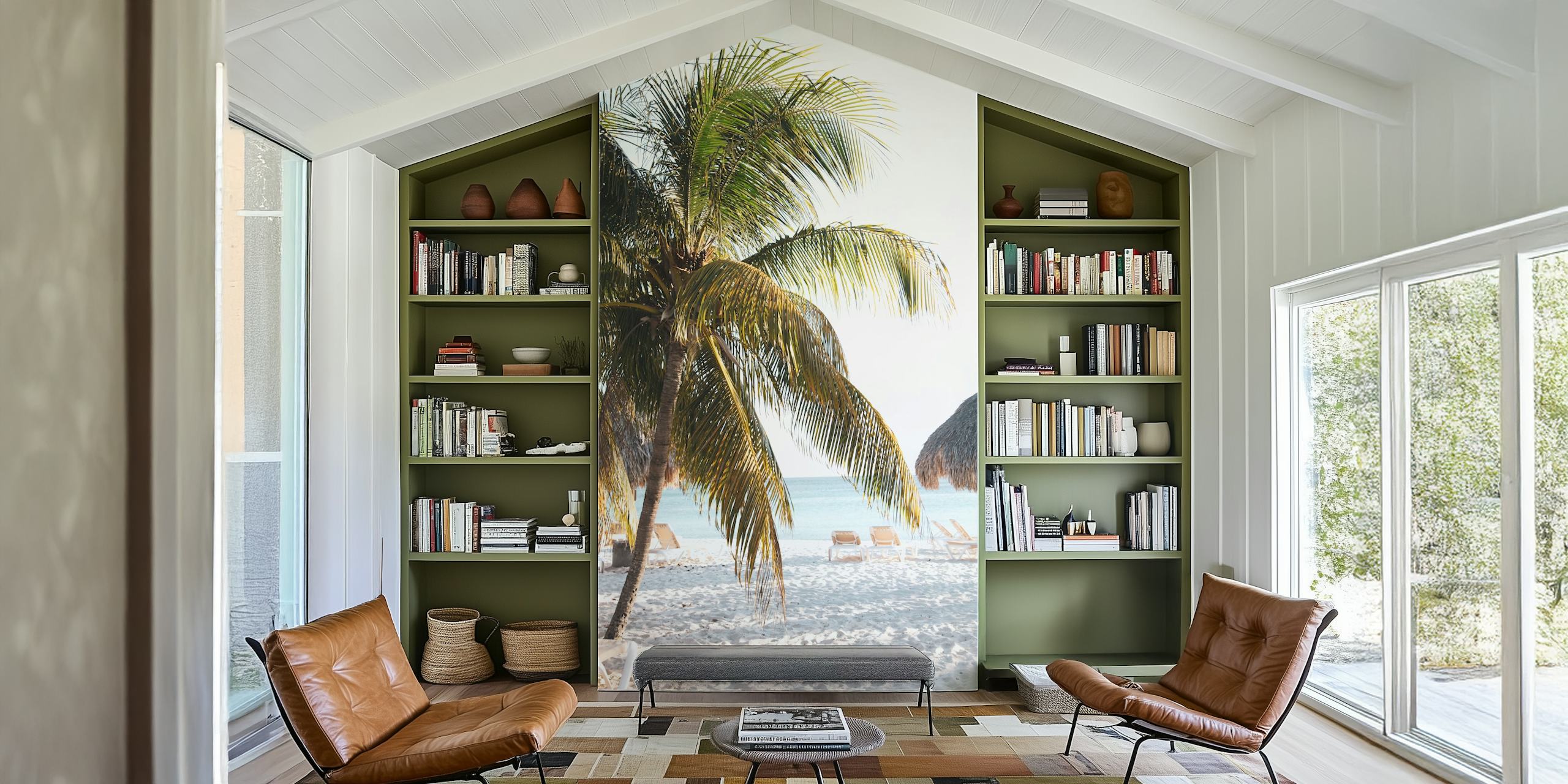 Caribbean beach wallpaper in a room