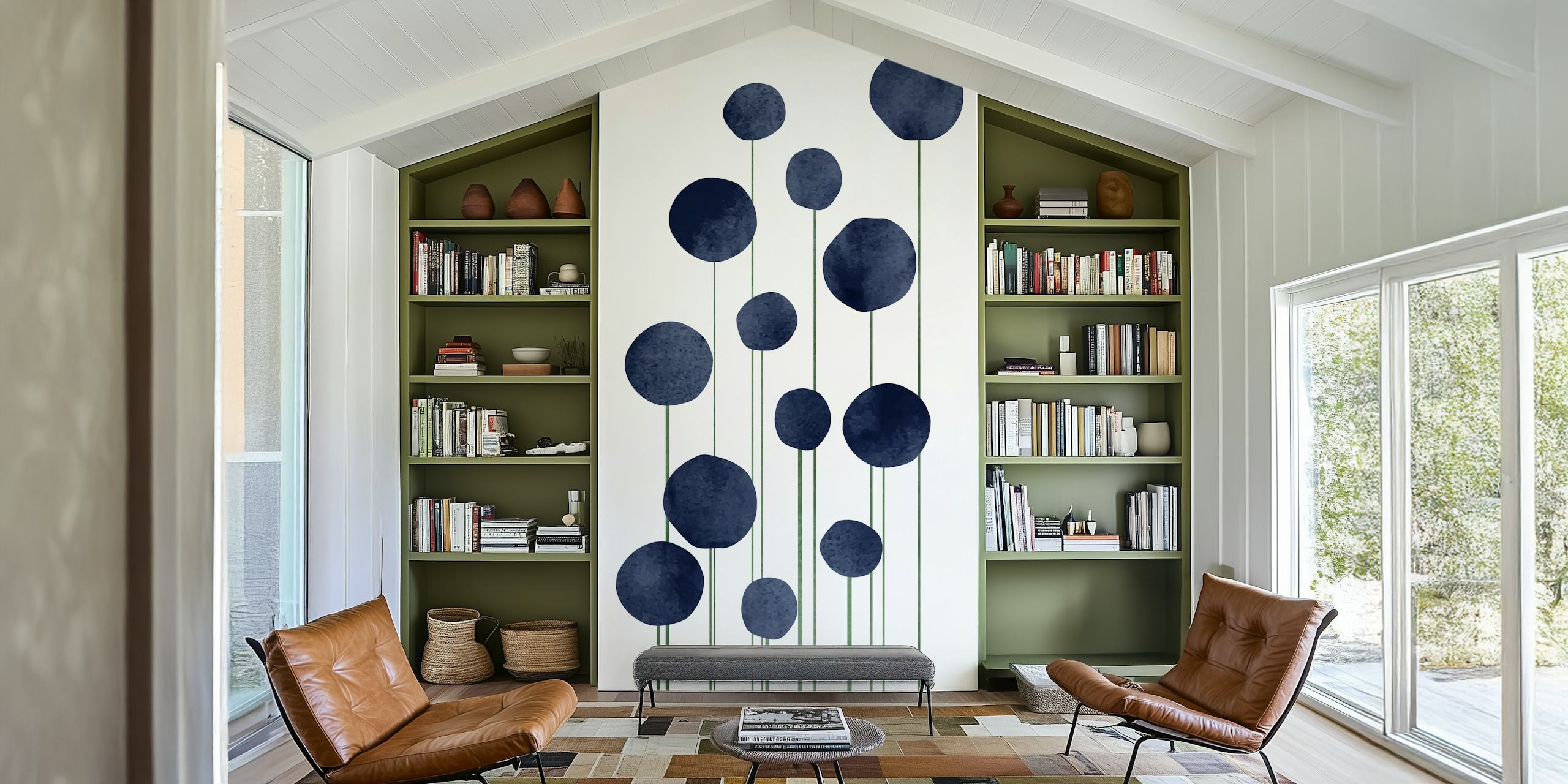 Σχεδίαση ταπετσαρίας Waterflowers σε ένα δωμάτιο