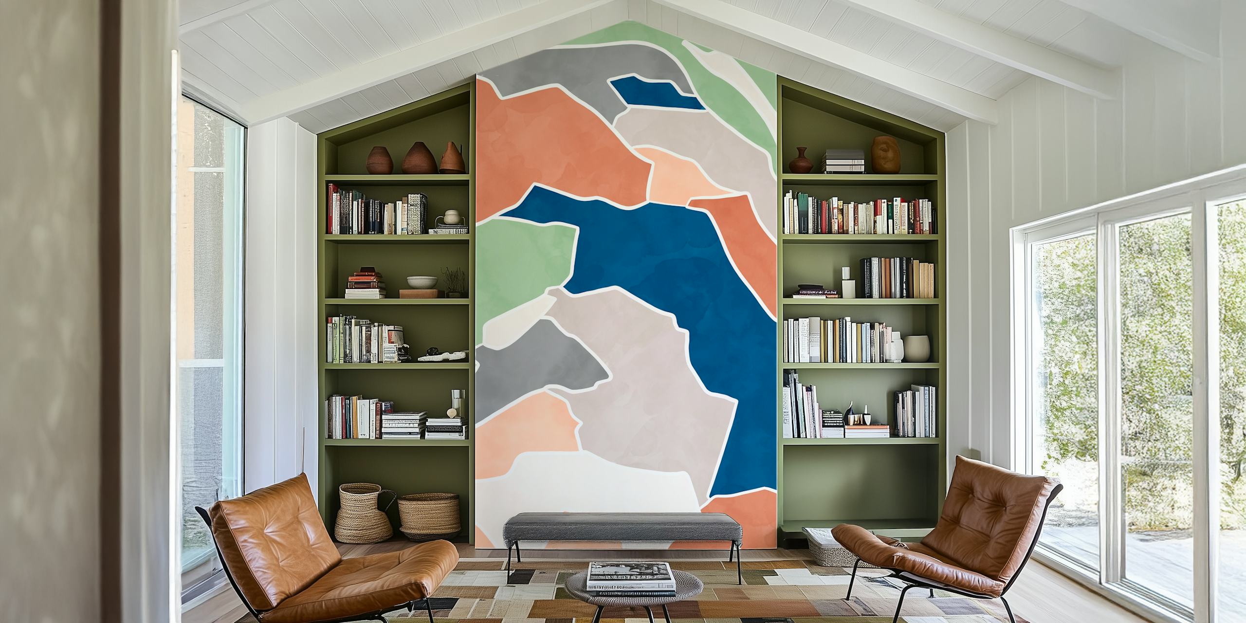Earthy abstract landscape wallpaper with muted colors and organic shapes