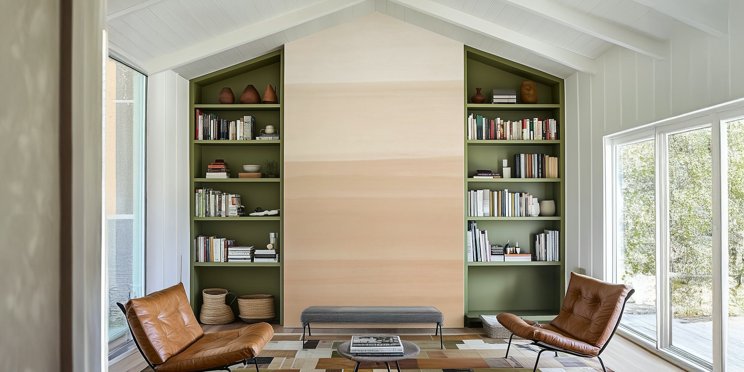 Warm beige Watercolor behang in een kamer