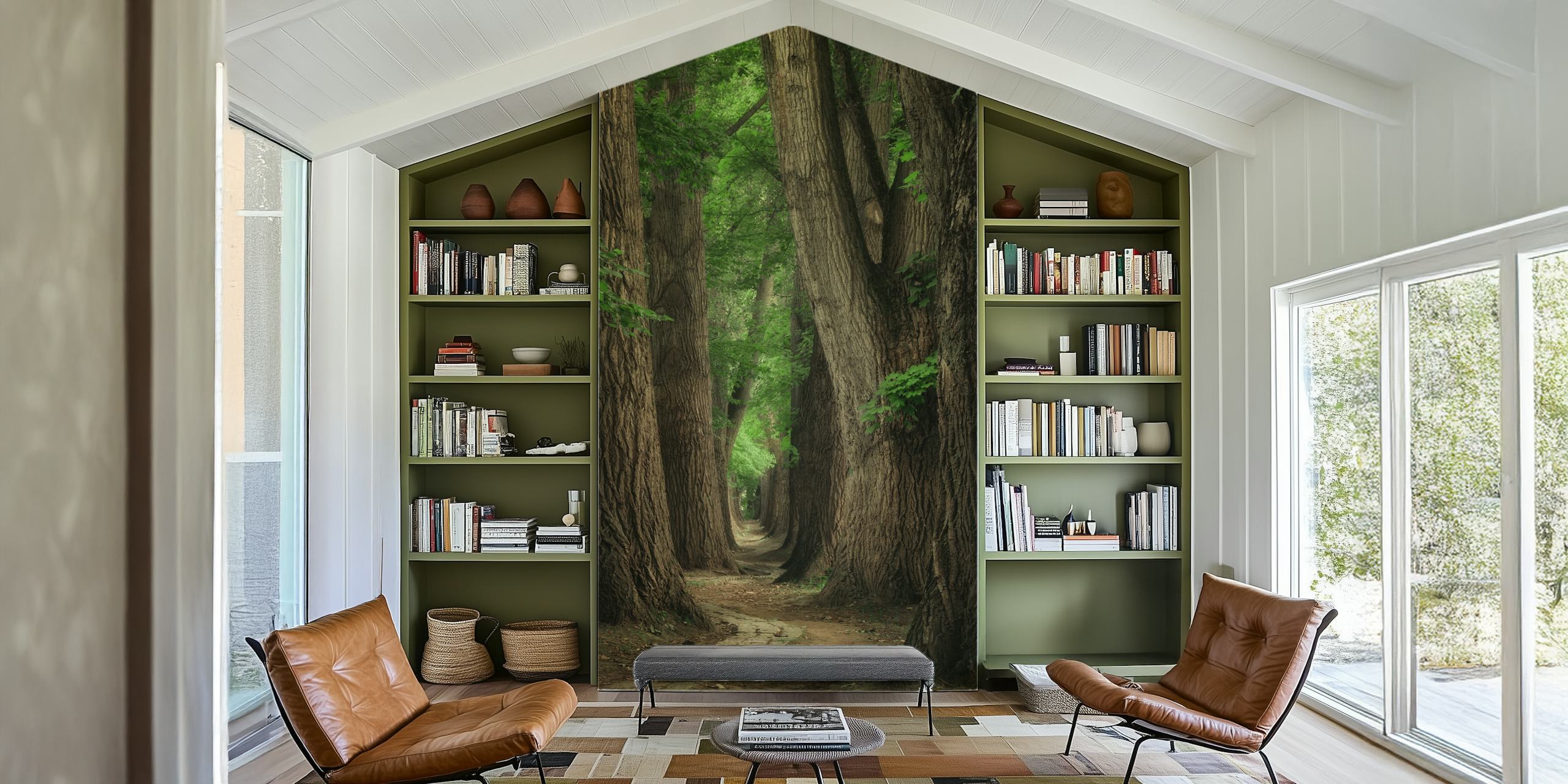 Majestic tree lined trail wallpaper v pokoji