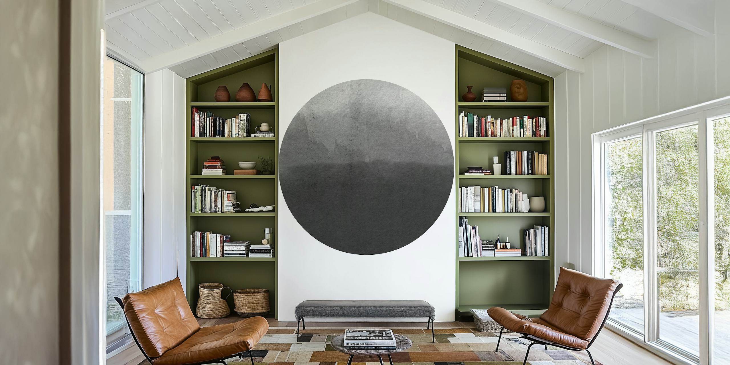 Black ombre circular pattern wallpaper