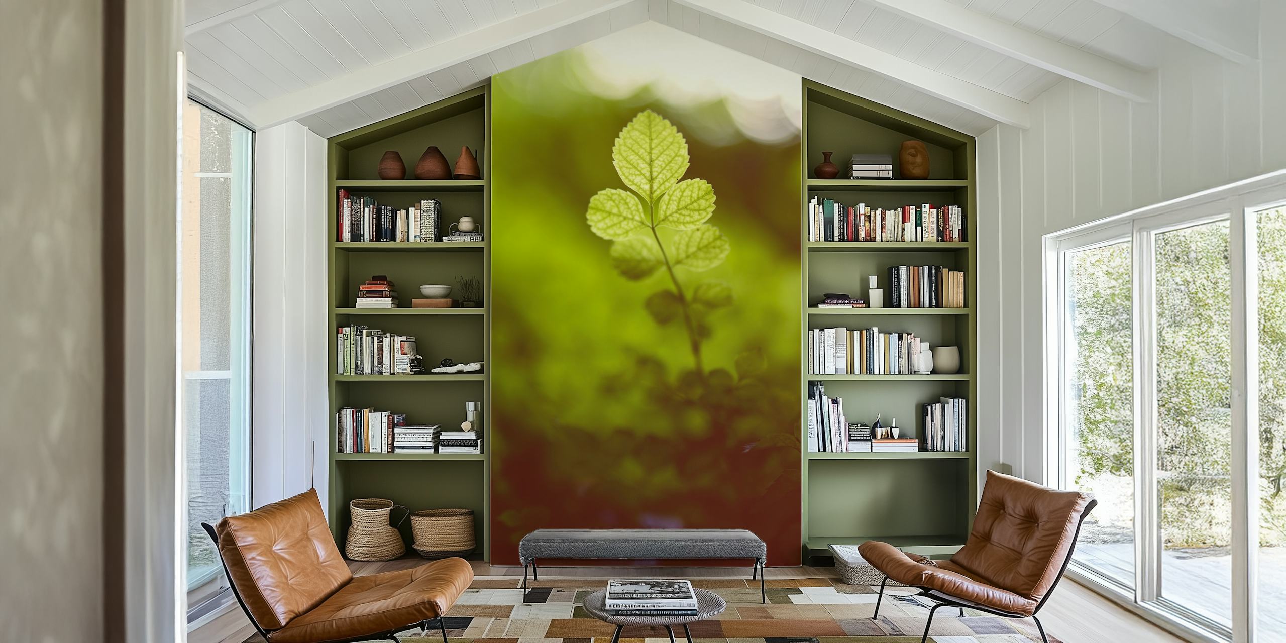 Leaf wallpaper design in a room