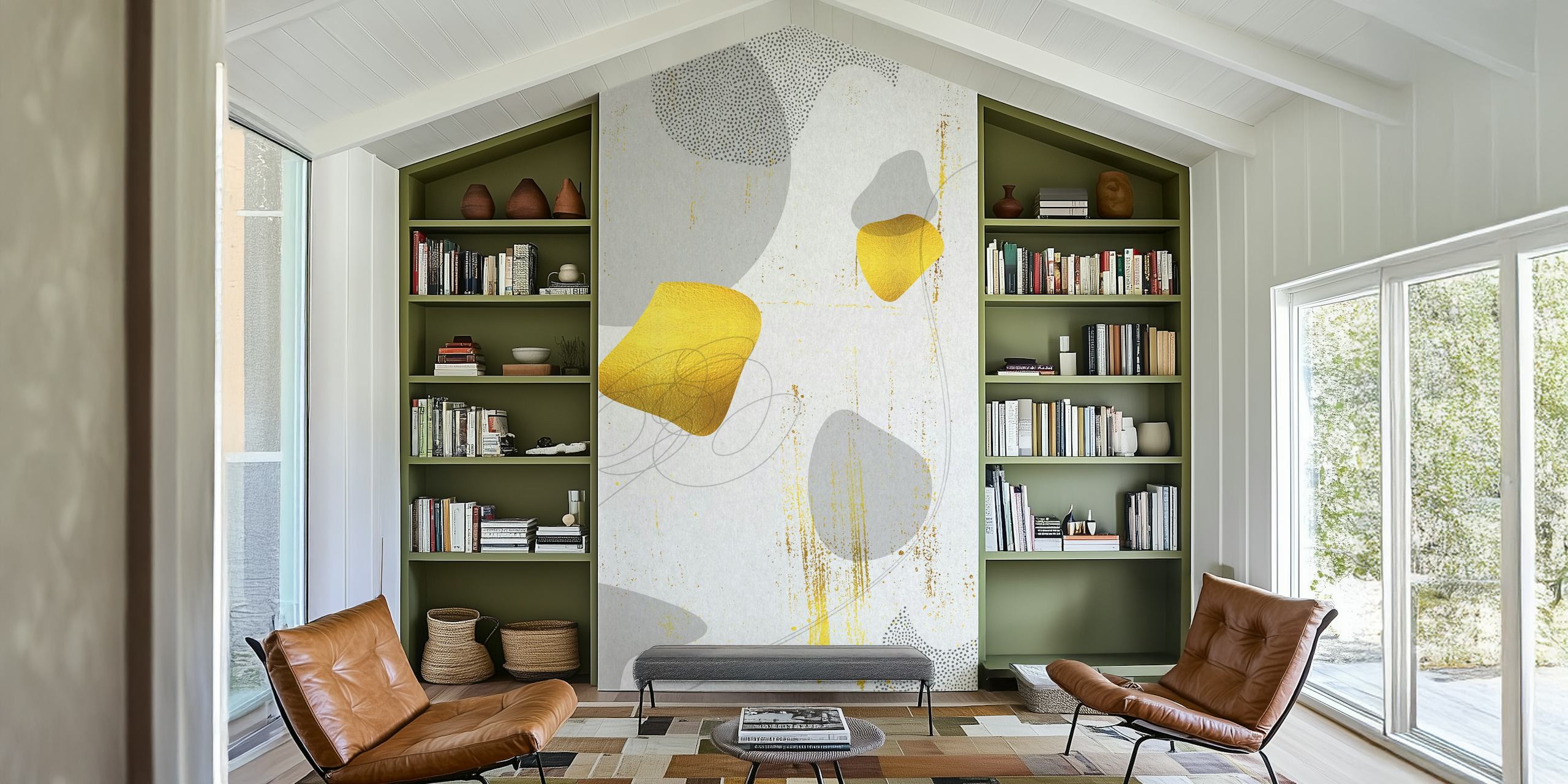 Mid-Century Vintage gold wallpaper design