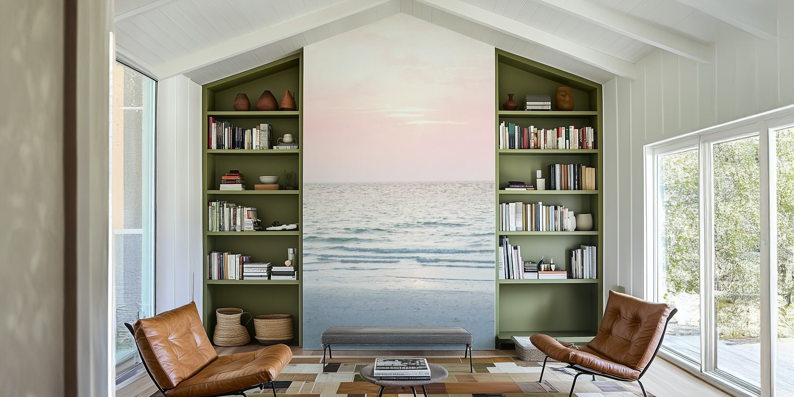 Soft pastel ocean and sky wallpaper with gentle waves