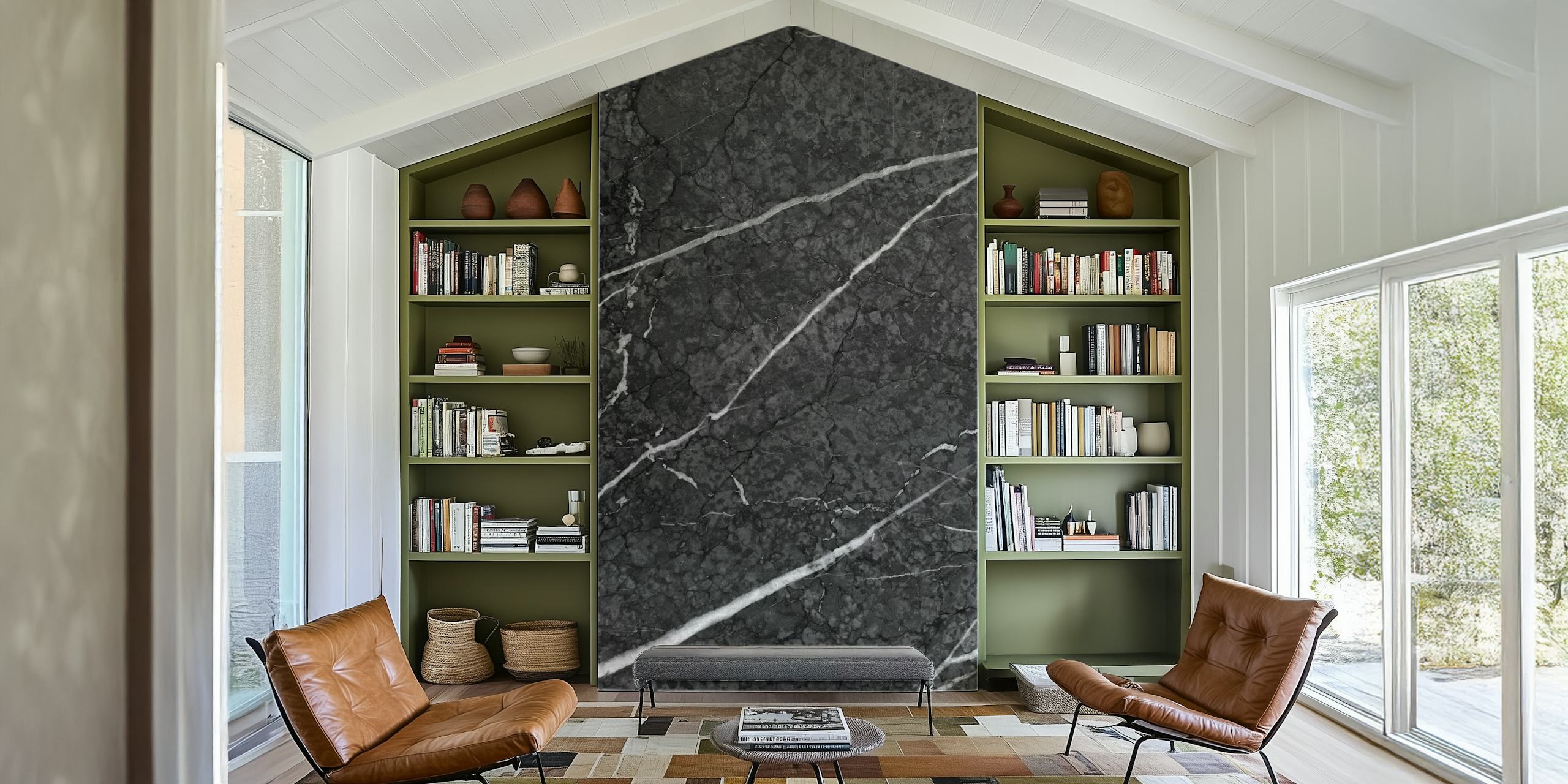 Gray Black Marble Glam 2 tapet i rummet