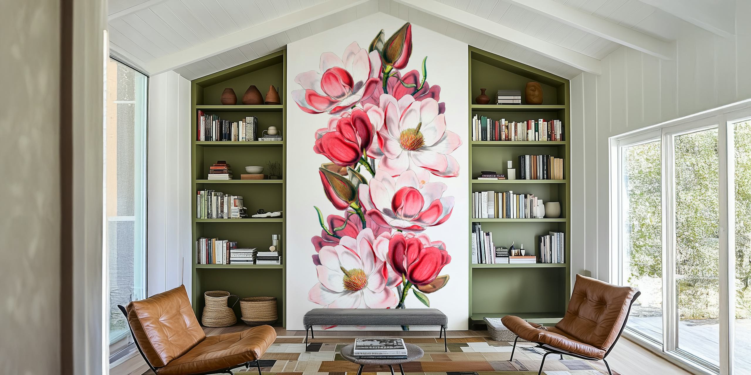 Elegant Pink and White Magnolia Wallpaper