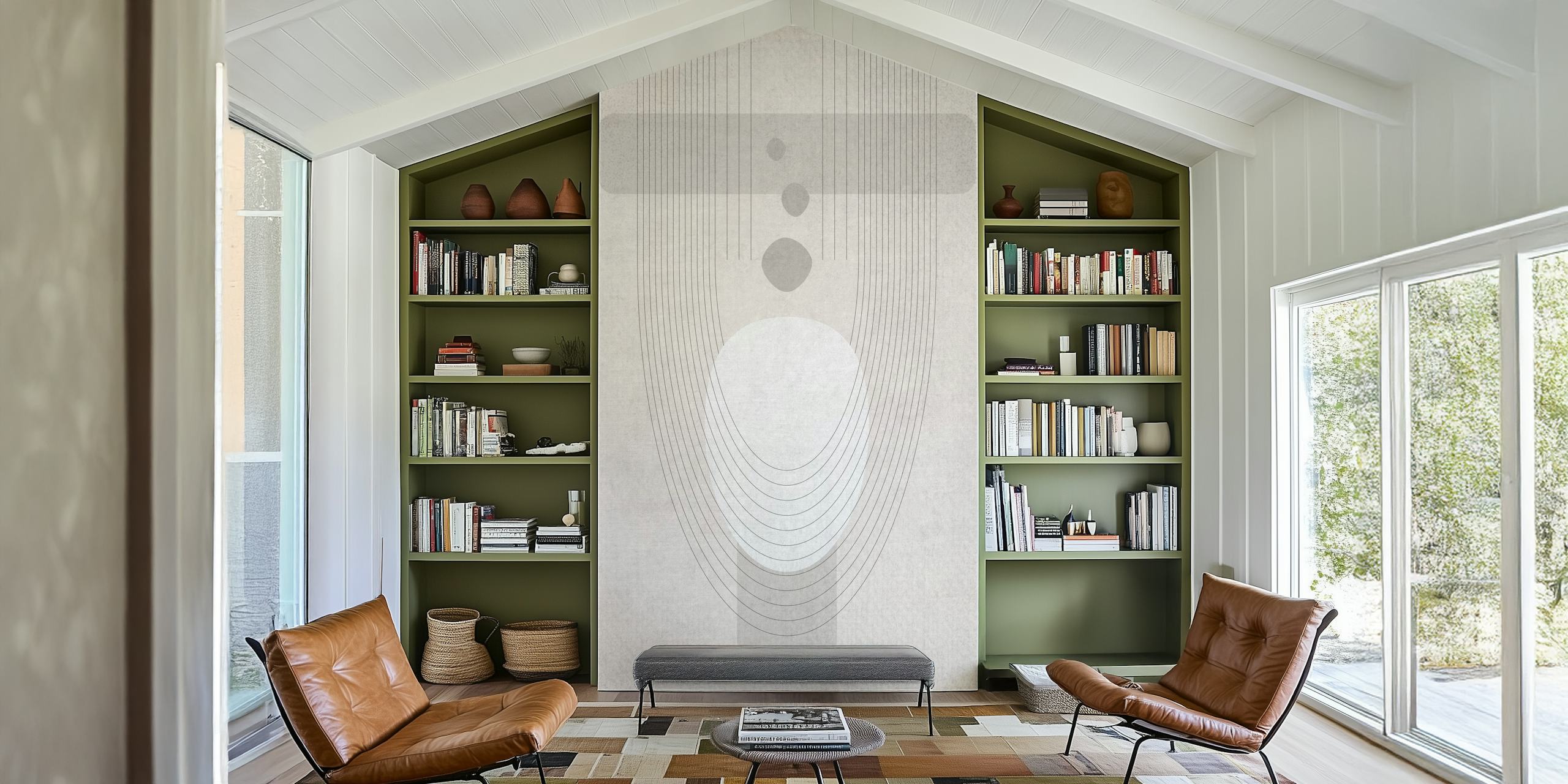 Abstract geometric lines in muted tones on wallpaper