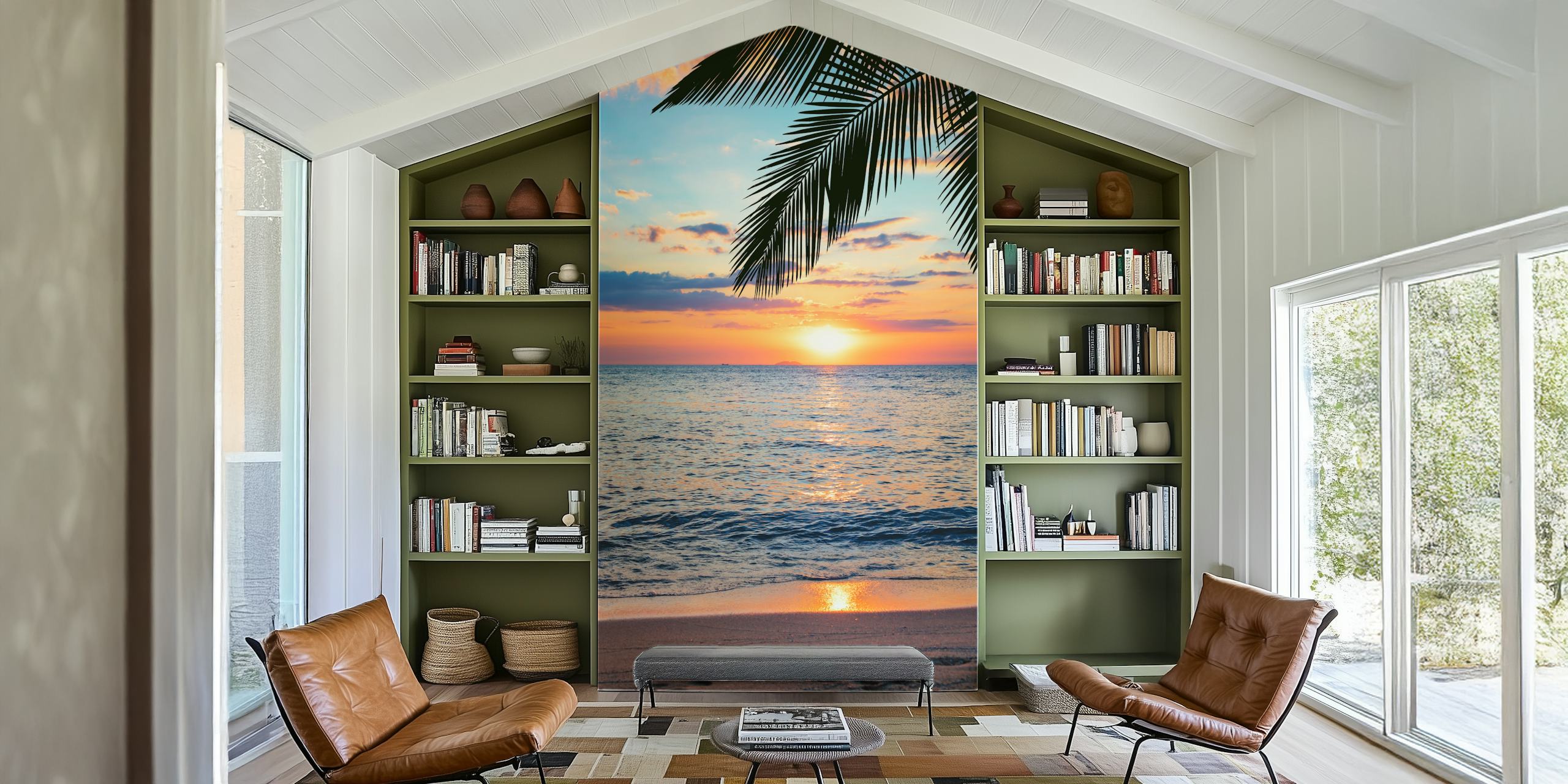 Esposizione del tramonto tropicale in spiaggia