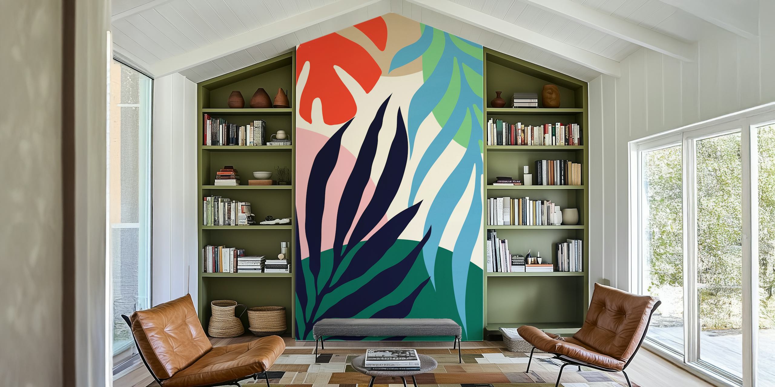 Colorful tropical leaves in various colors wallpaper