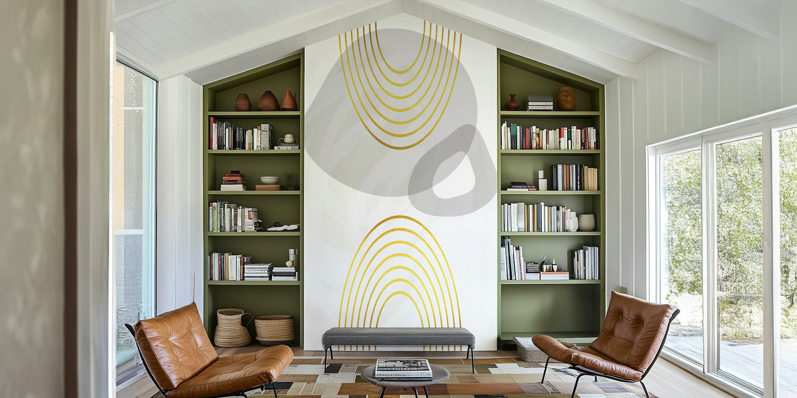 Decorazione murale vintage n. 7 di metà secolo con forme geometriche e design retrò