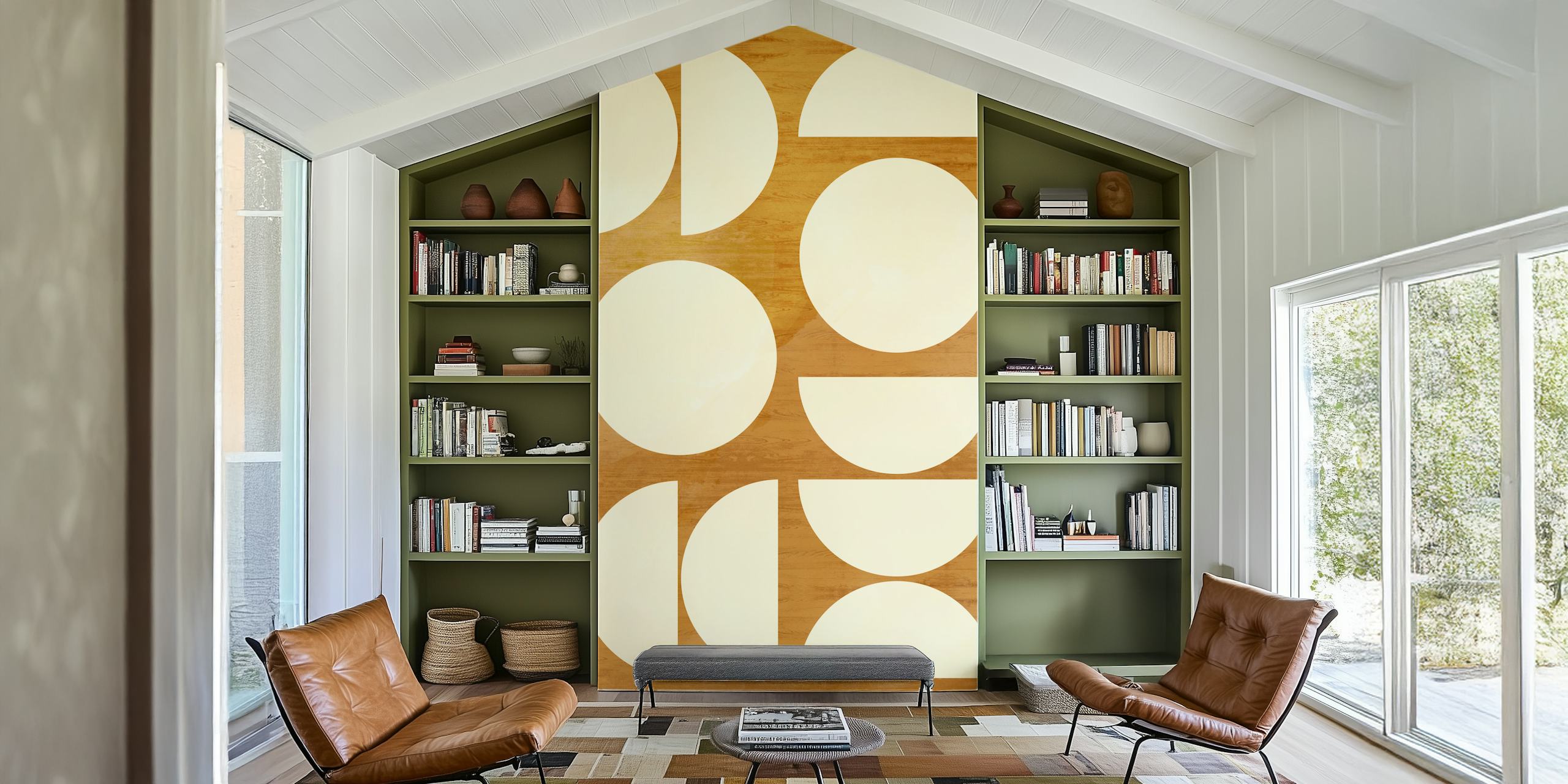 Wood Mid-Century wallpaper in a room setting