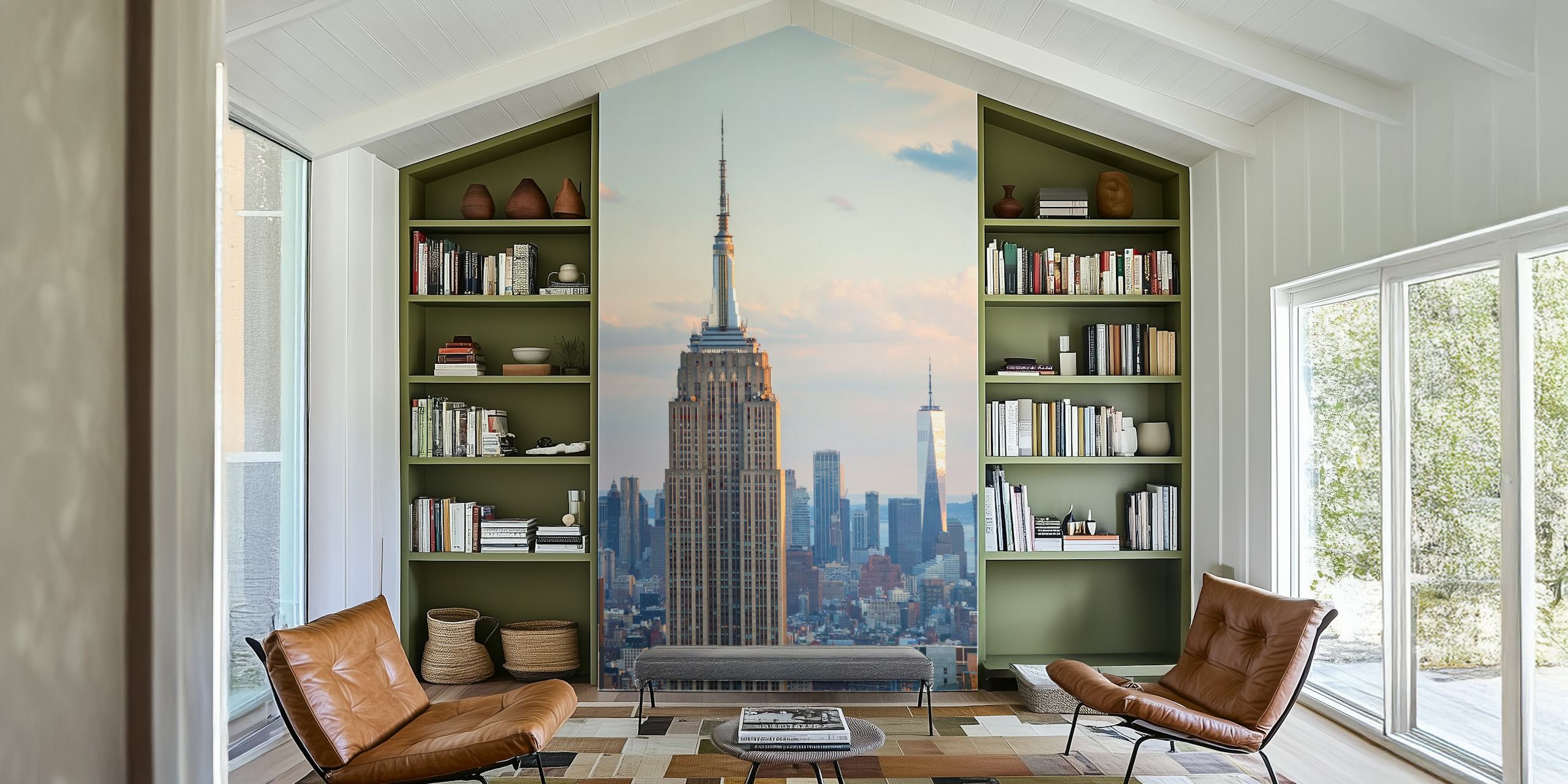 Naklejka ścienna Empire State Building i panoramę Nowego Jorku o zachodzie słońca