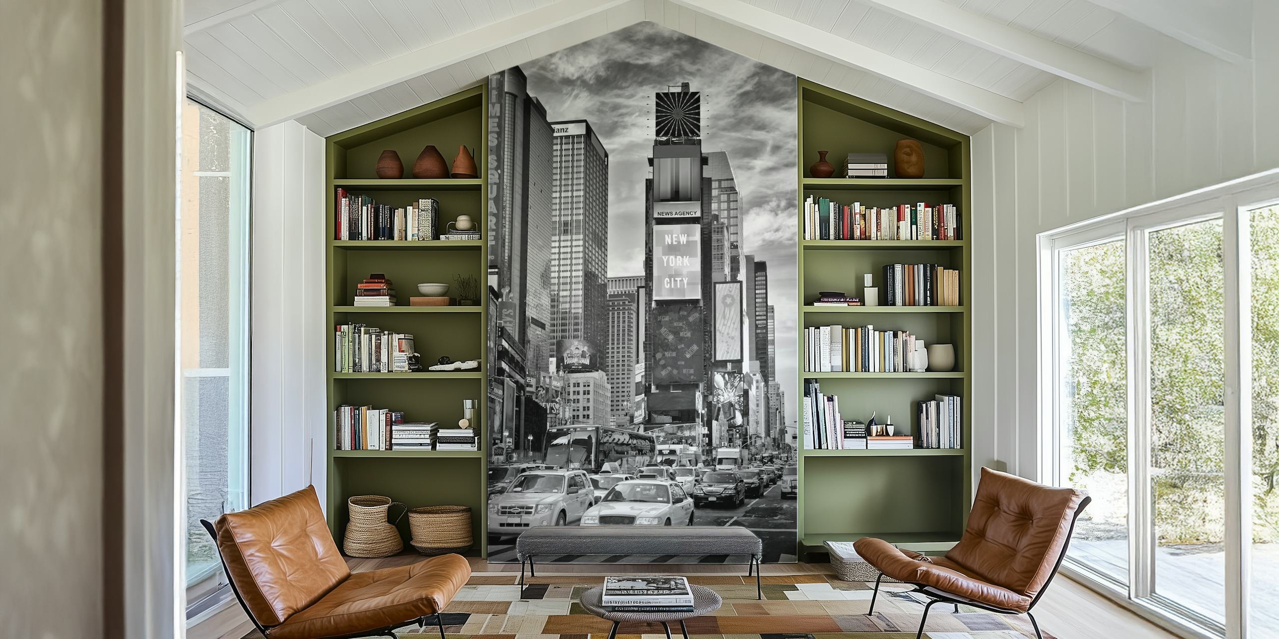 New York City Times Square in black and white wallpaper