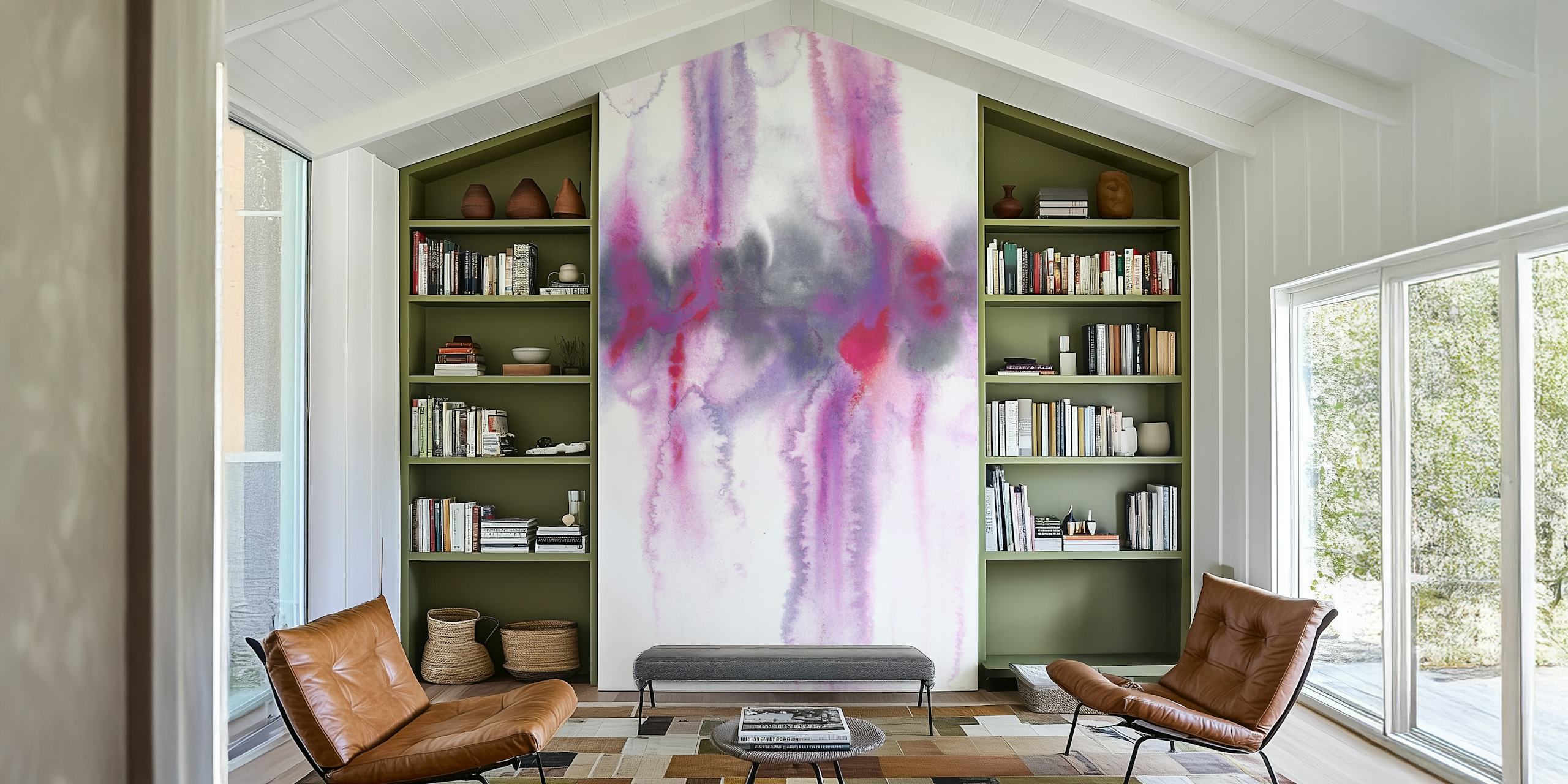Abstract Purple Landscape wallpaper in een kamer