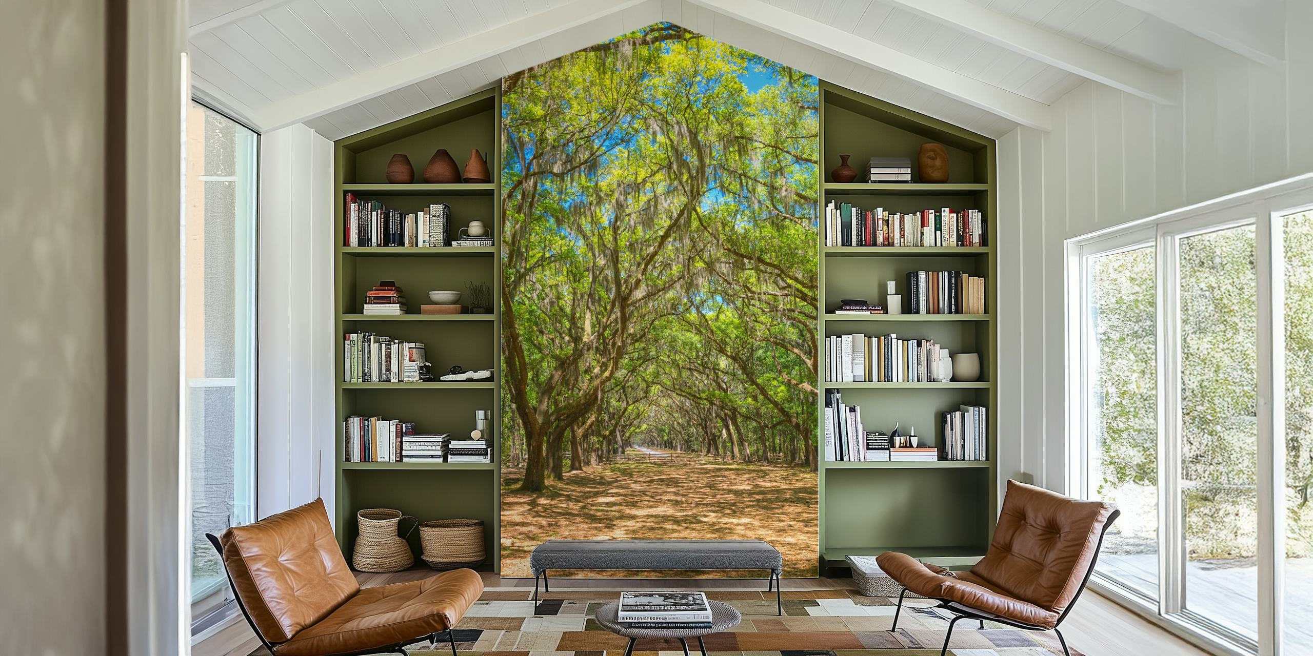 Canopy of old live oak trees tapet