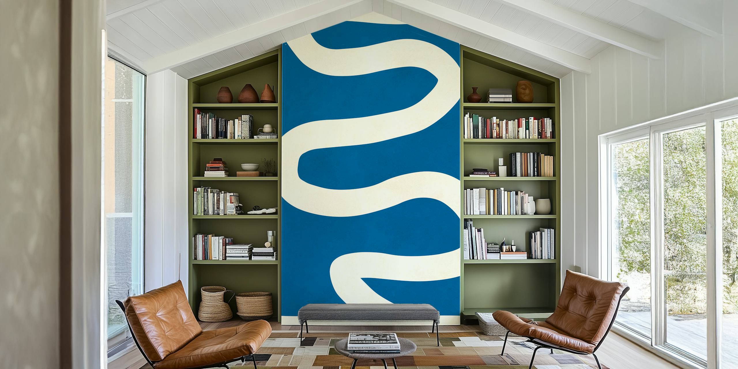 Lines on blue wallpaper i et rom