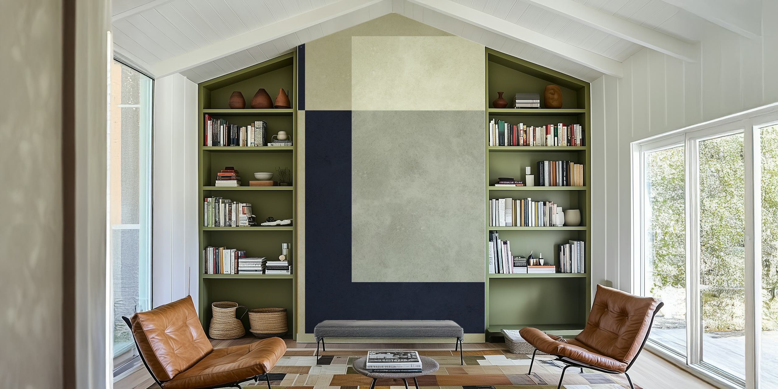 Modern geometric wallpaper in a room