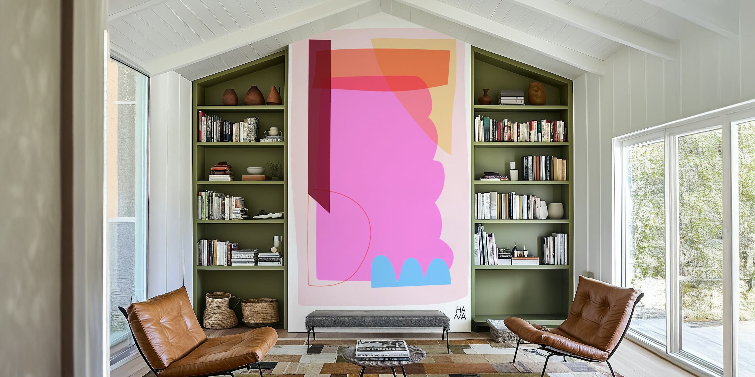 Collage No 5 behang in een modern interieur