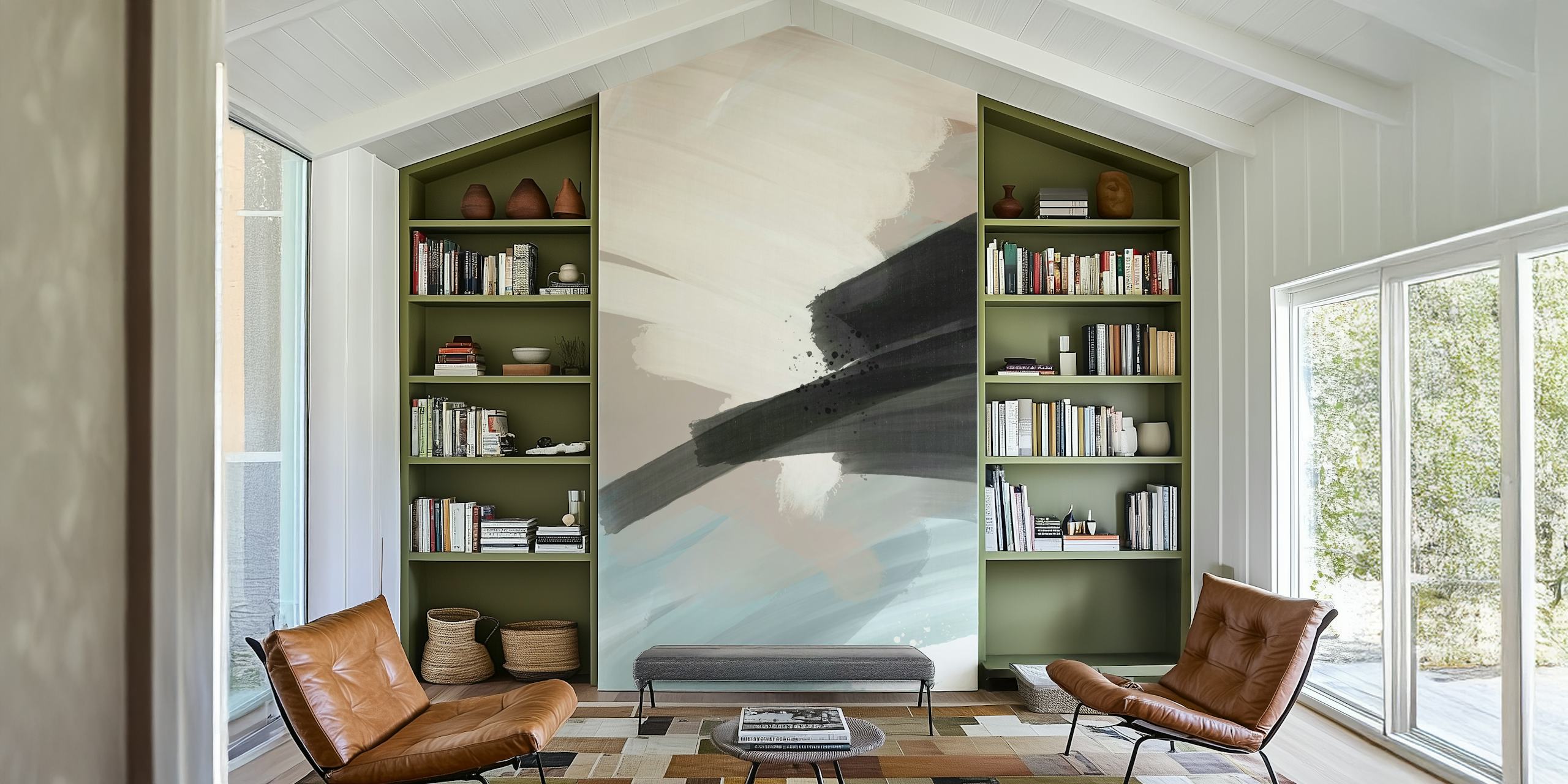 Papel pintado Soft Hues Abstract en una configuración de habitación