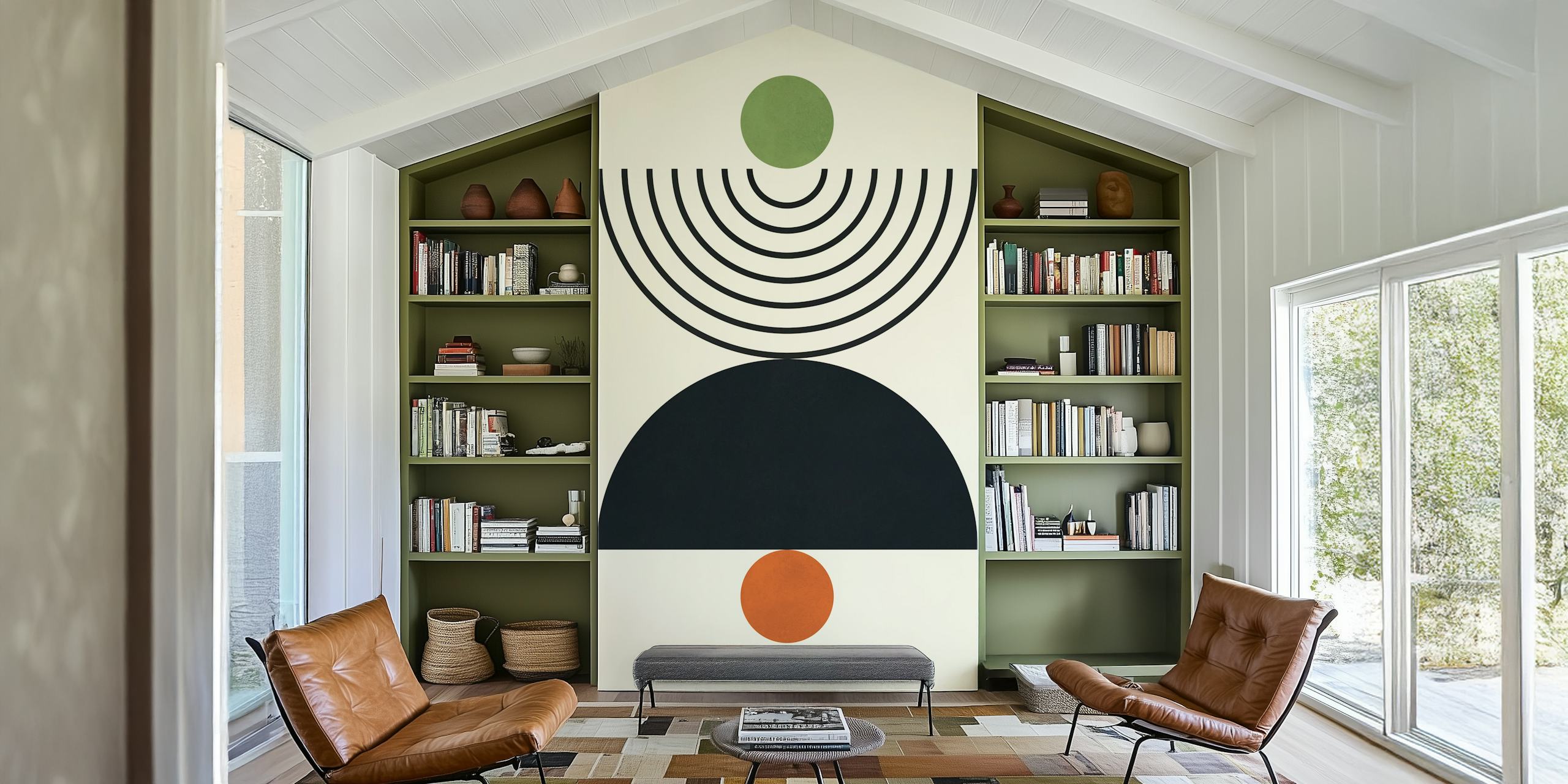 Circles and semicircles tapet i et rom