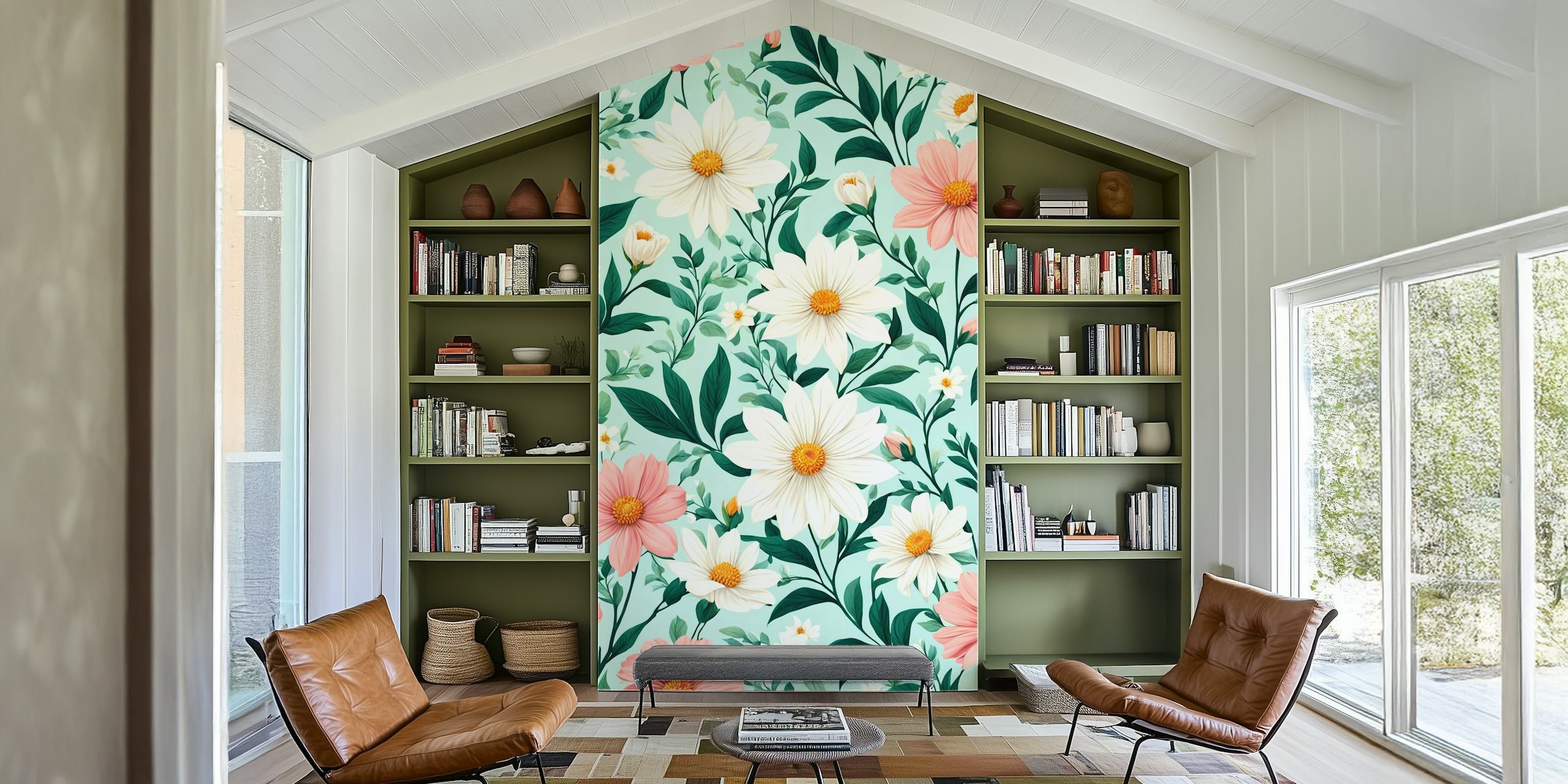 Floralni dizajn tapeta u sobi