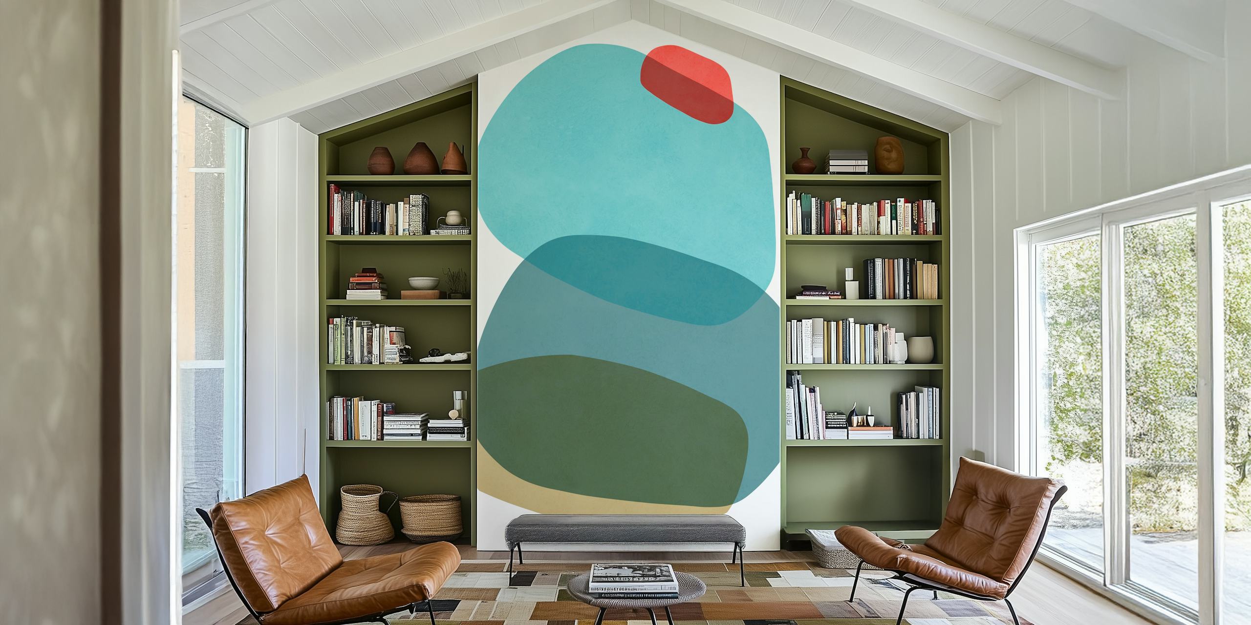 Modern abstract strokes 8 tapet i ett rum
