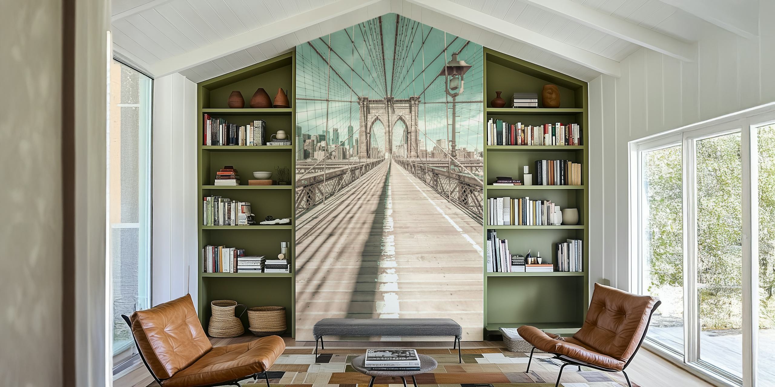 Design della carta da parati vintage urbano Brooklyn Bridge