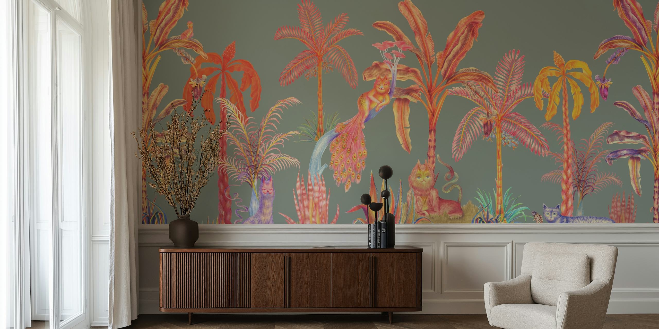 Whimsical Forest Creatures Tapete in einem Raum