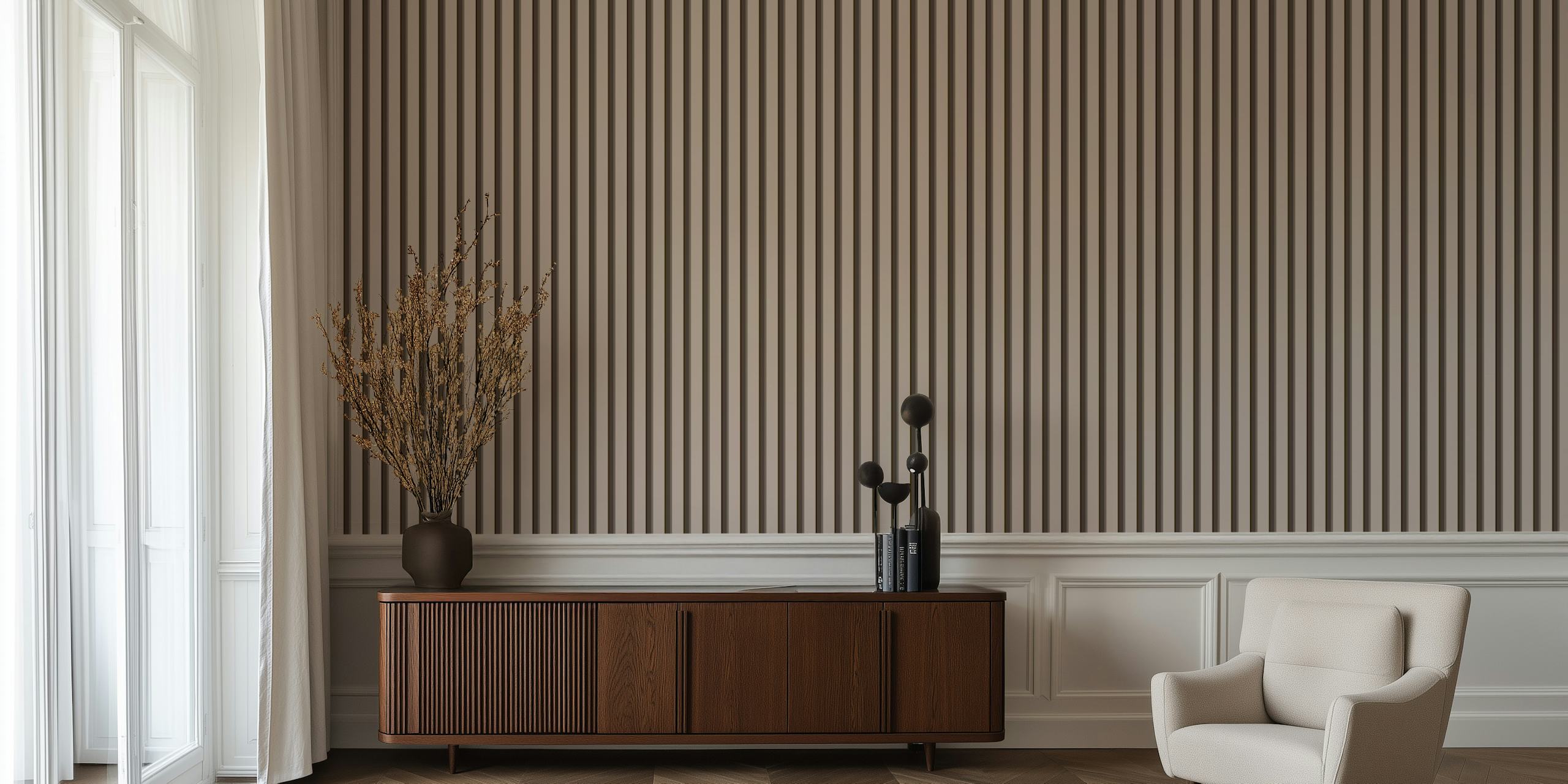 Papel pintado Modern Stripe Harmony en una habitación