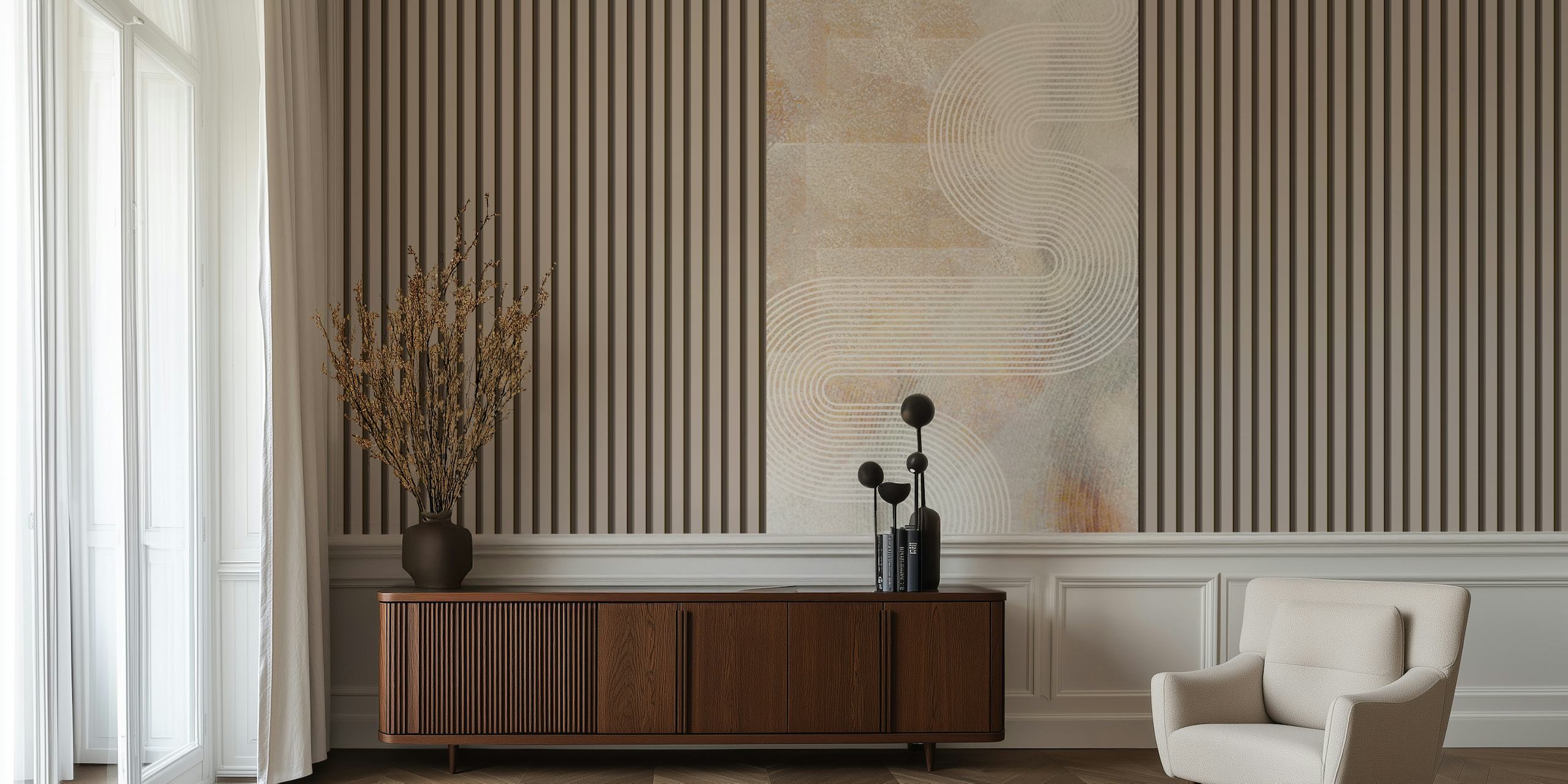 Serene Stripes Architecture papel tapiz en una habitación