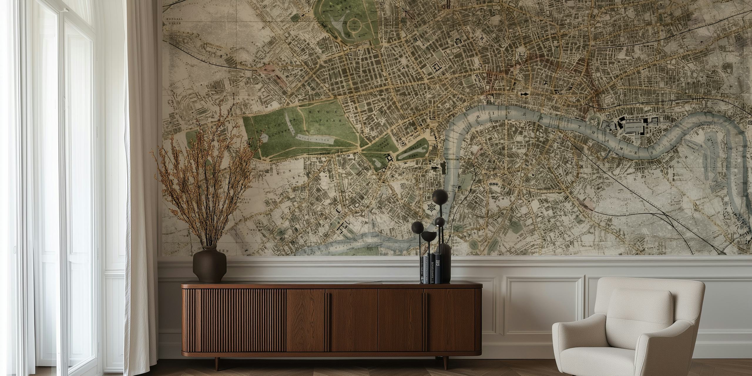 Ταπετσαρία London Vintage Grunge Map σε ένα δωμάτιο