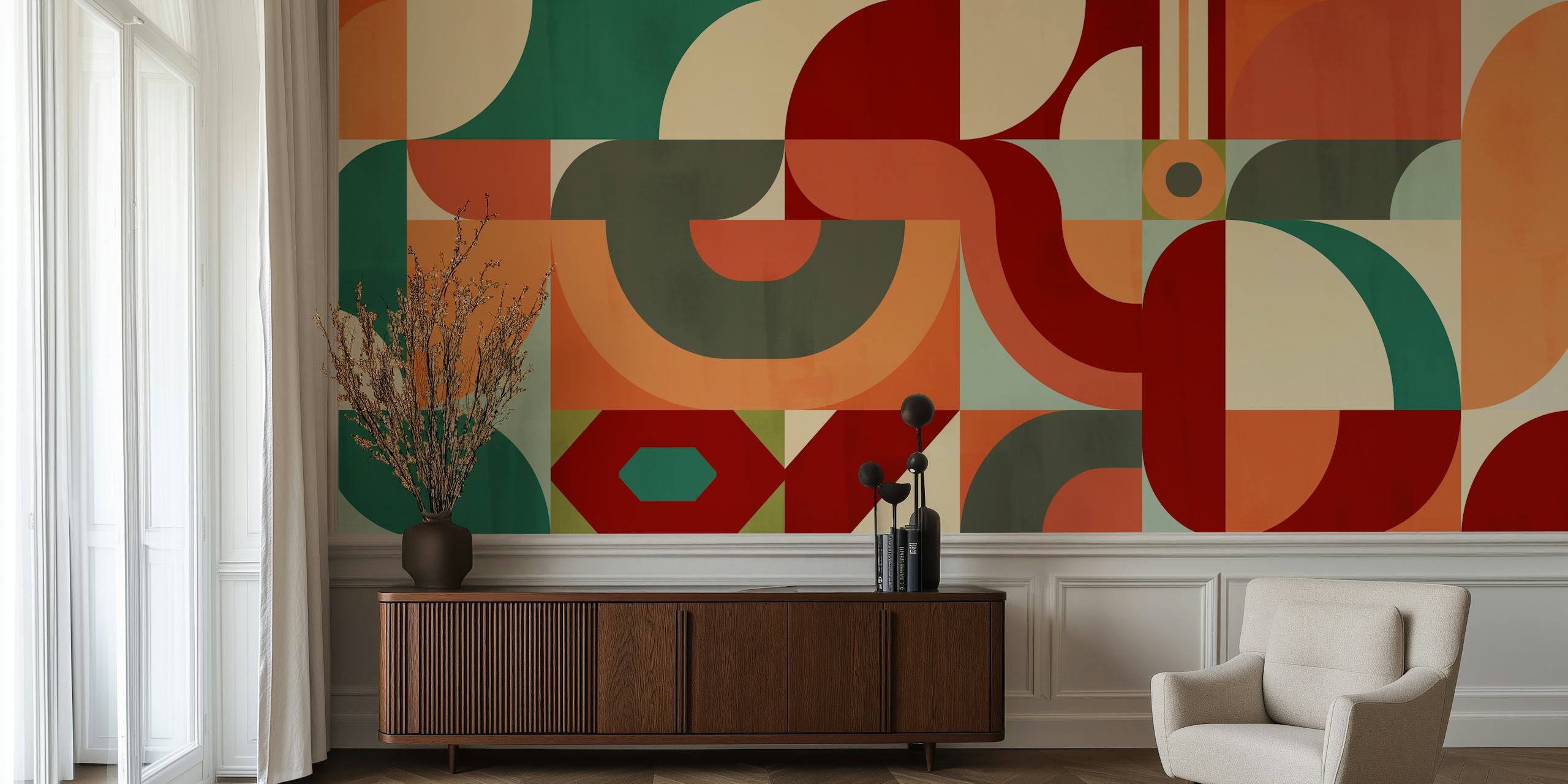 Mid Century Bauhaus Decor wallpaper in a room