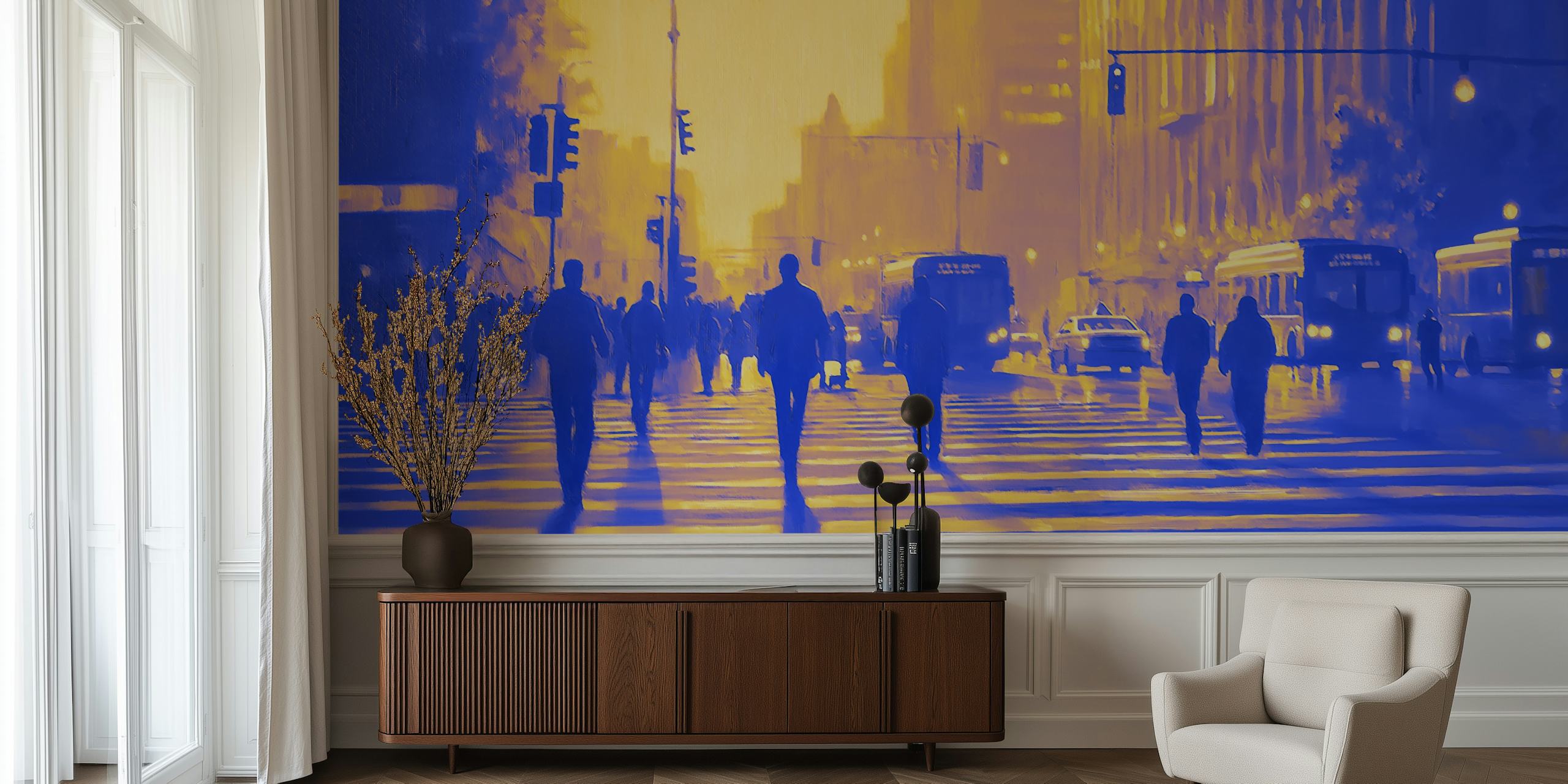 Wall Street tapet vist i et rom