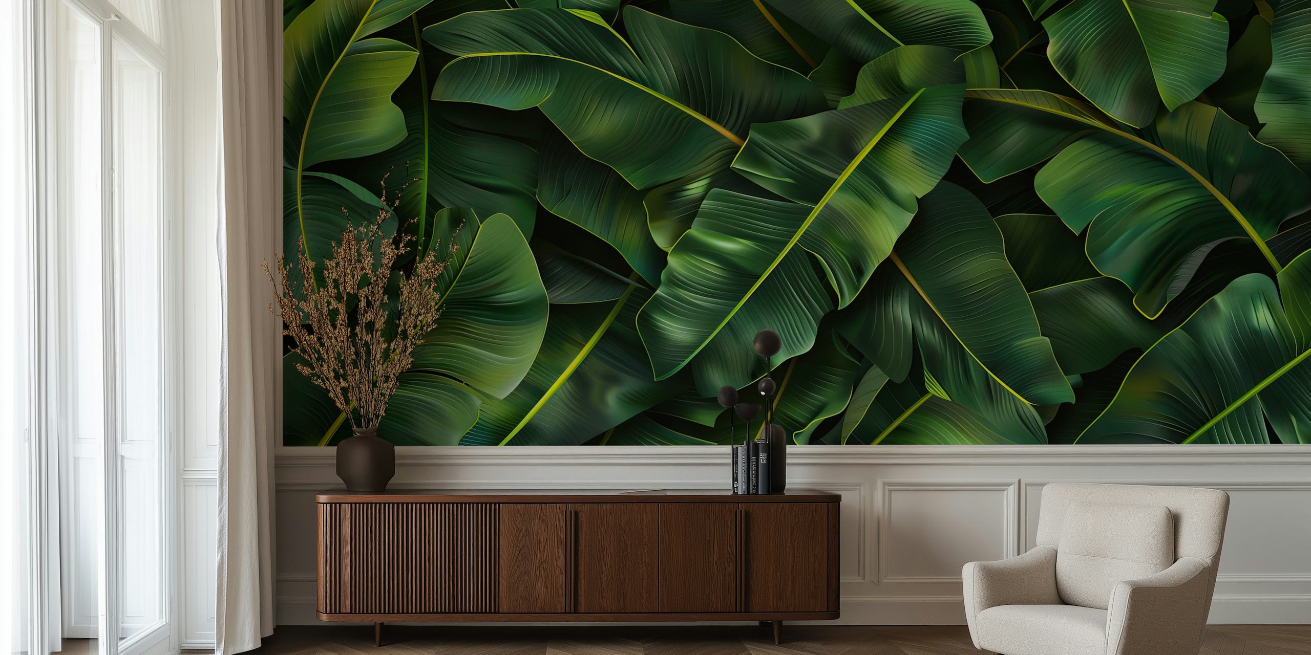 Design de papel de parede Leafy Jungle Haven