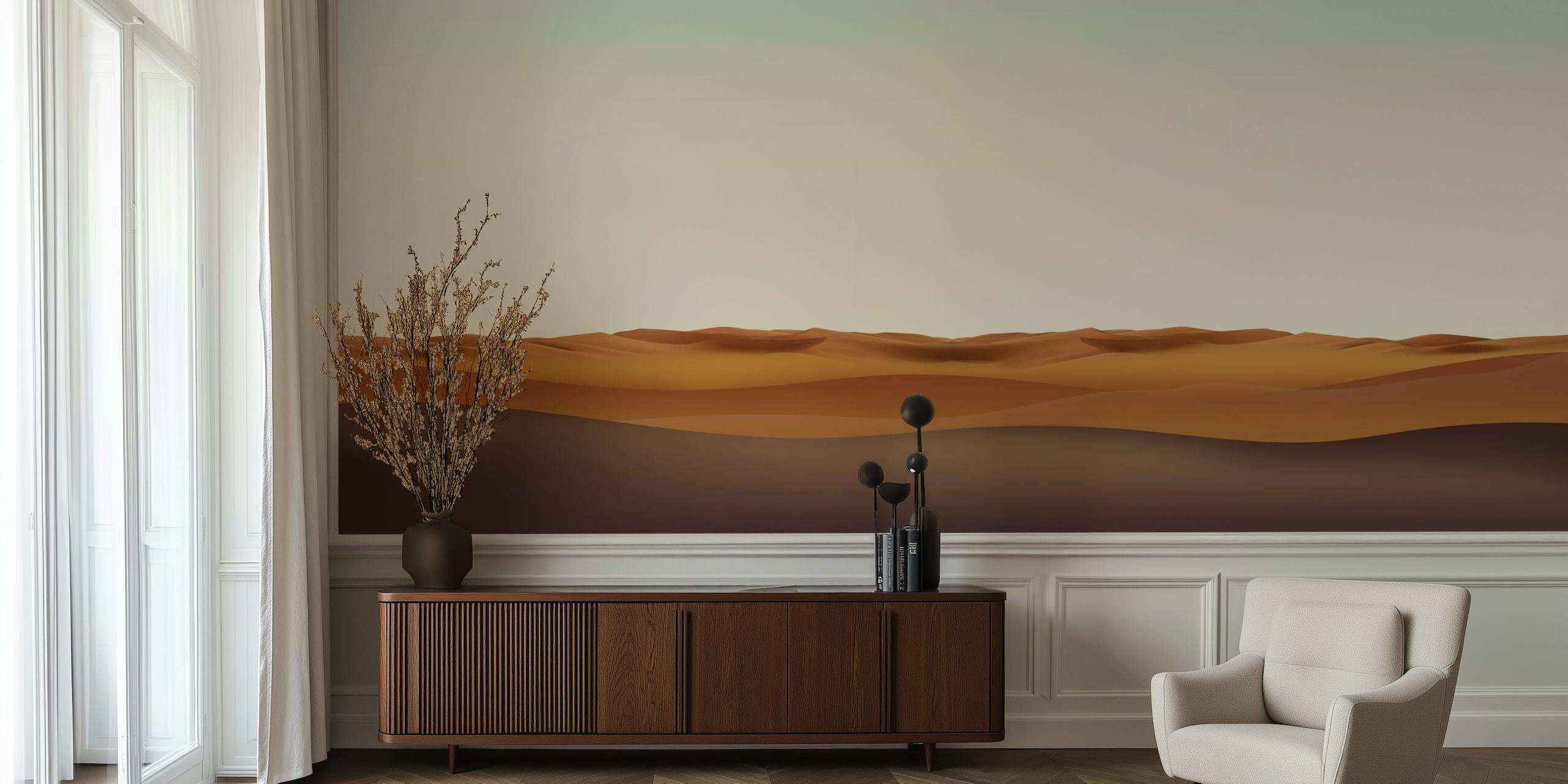 Warm brown desert landscape with soft rolling hills wallpaper