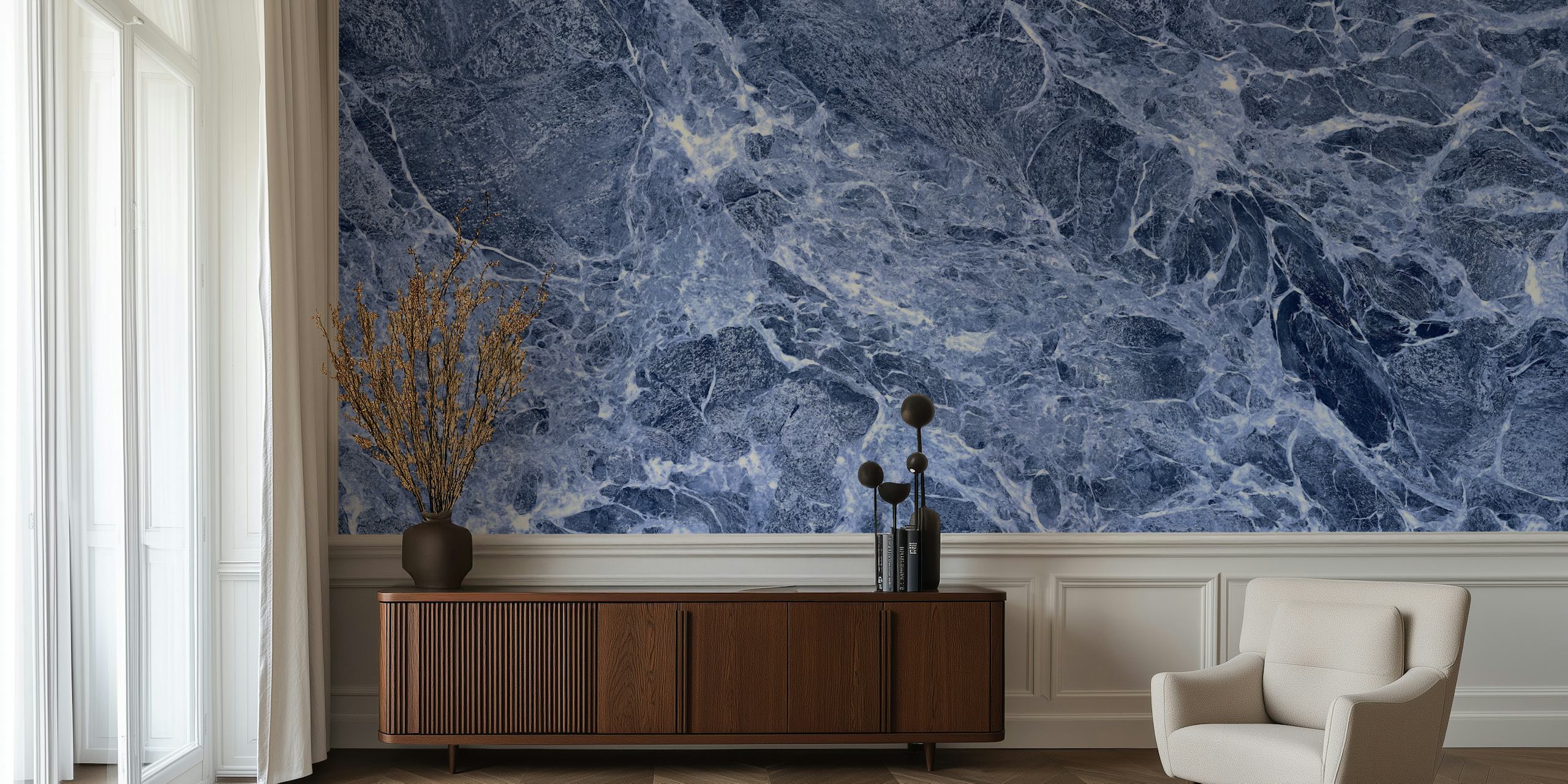 Blaue Onyx-Fliesenlook-Granitstein-Tapete