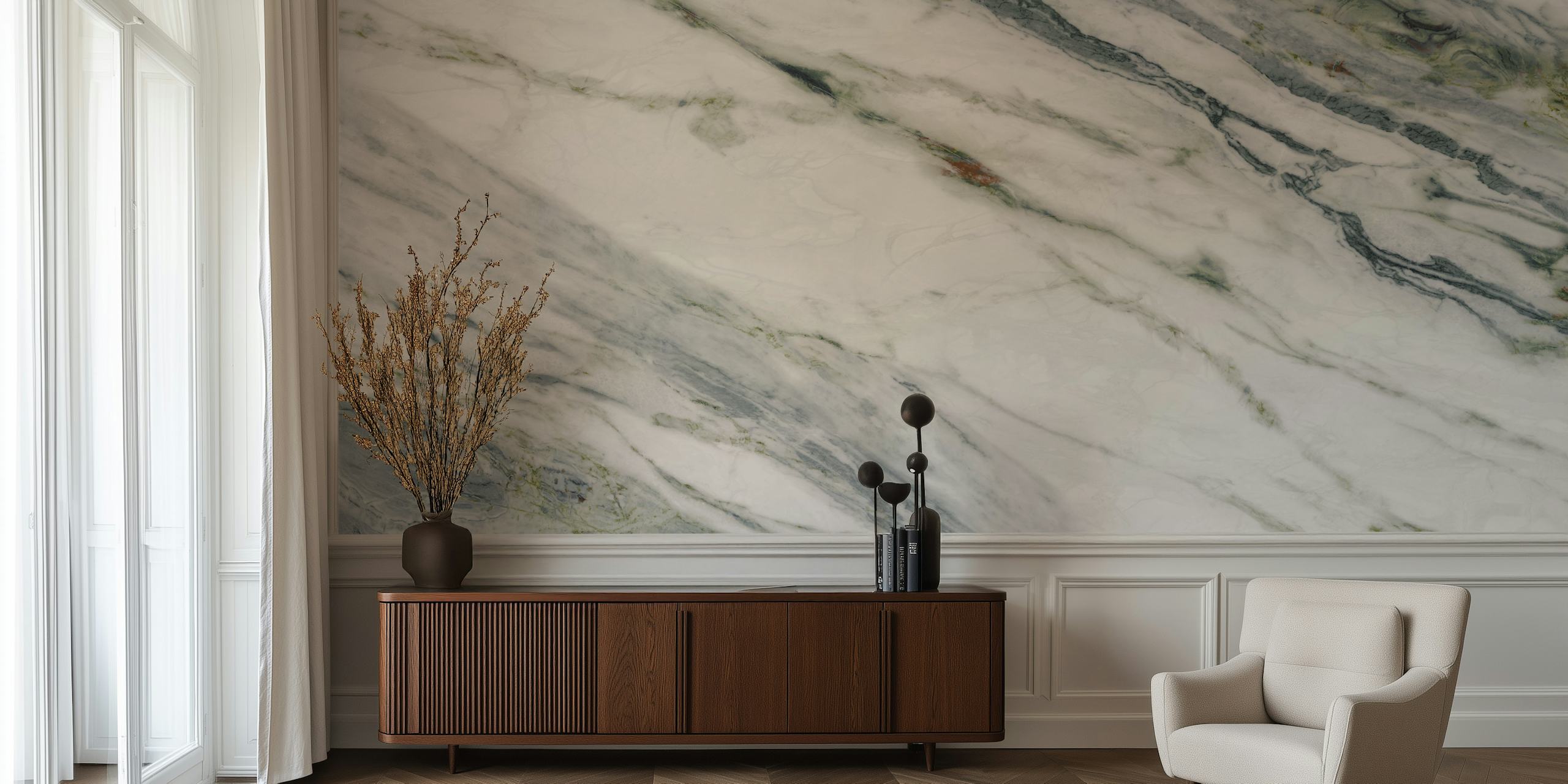 Verde Calacatta Marble behang in een kamer