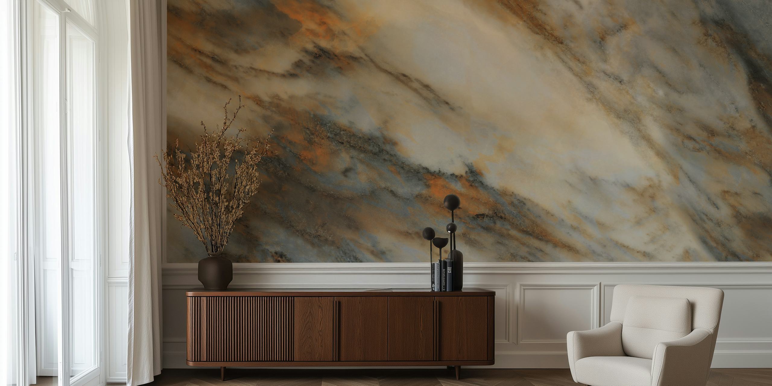 TIle Textures Stone papel de parede em um quarto