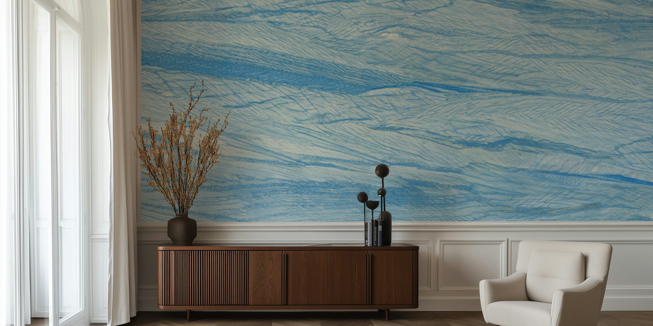 Luxury blue marble tapet i ett rum