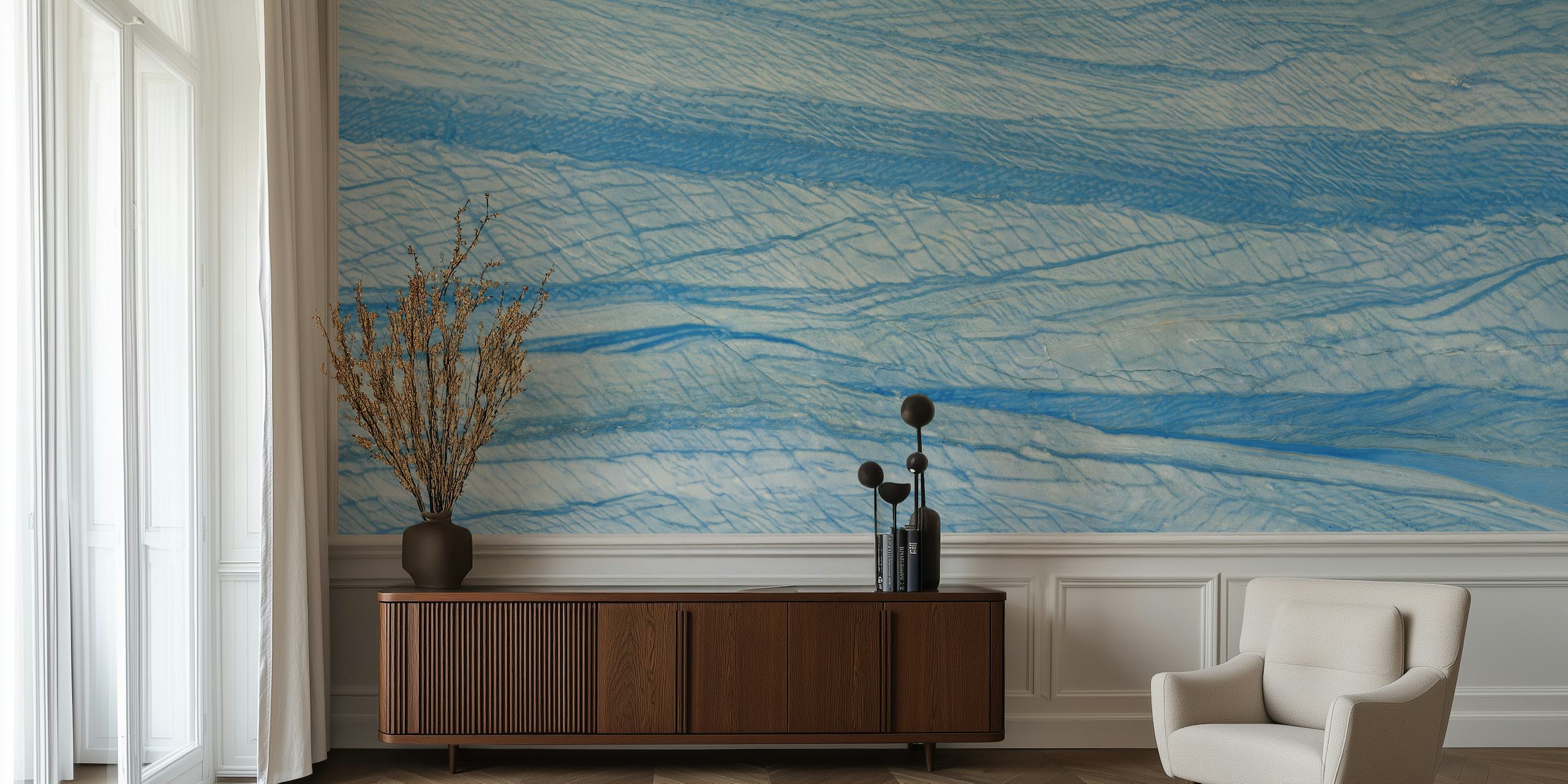 Azul Macauba marble tapet i ett rum