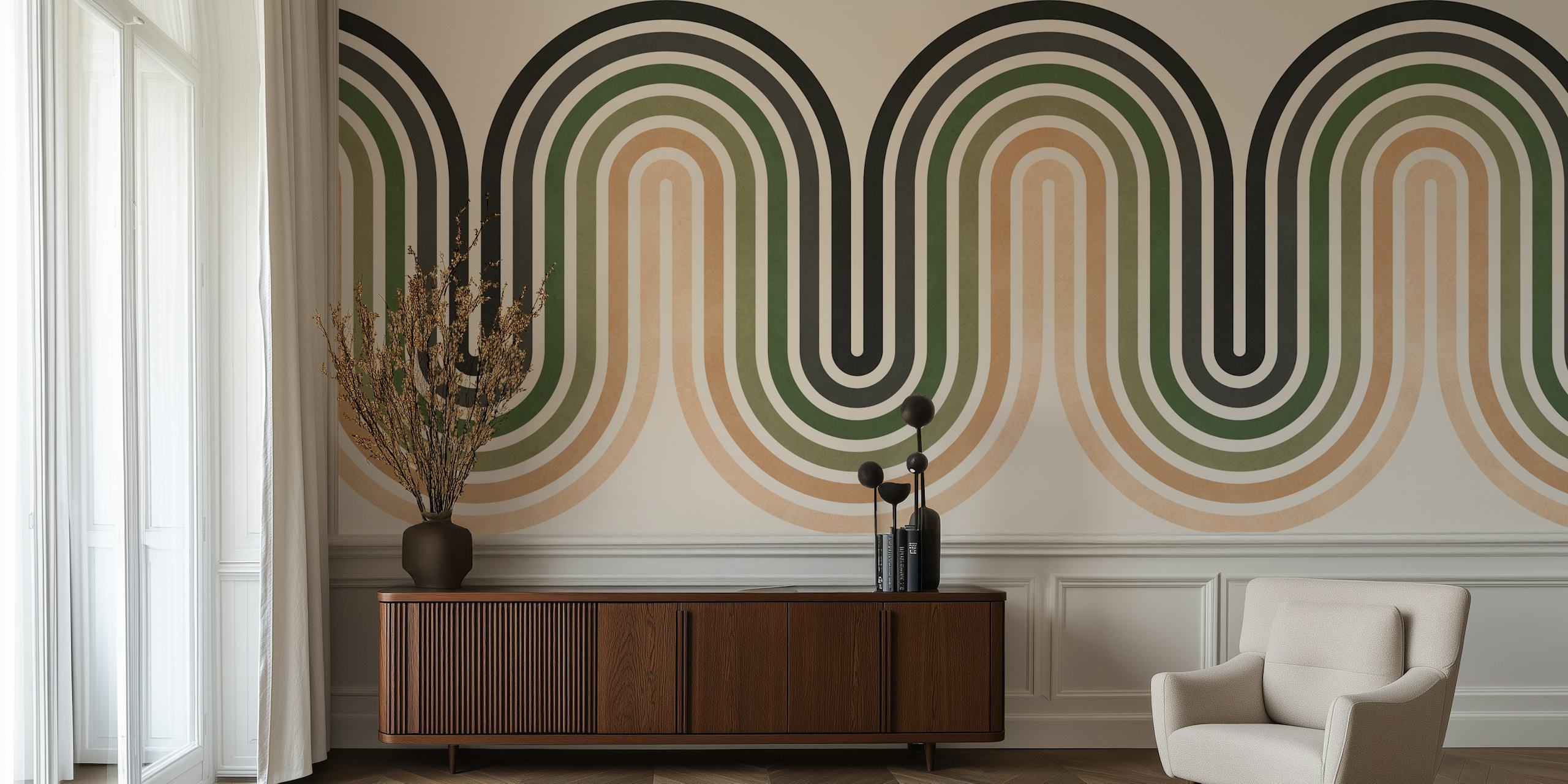 Vintage Curve Design wallpaper in a room