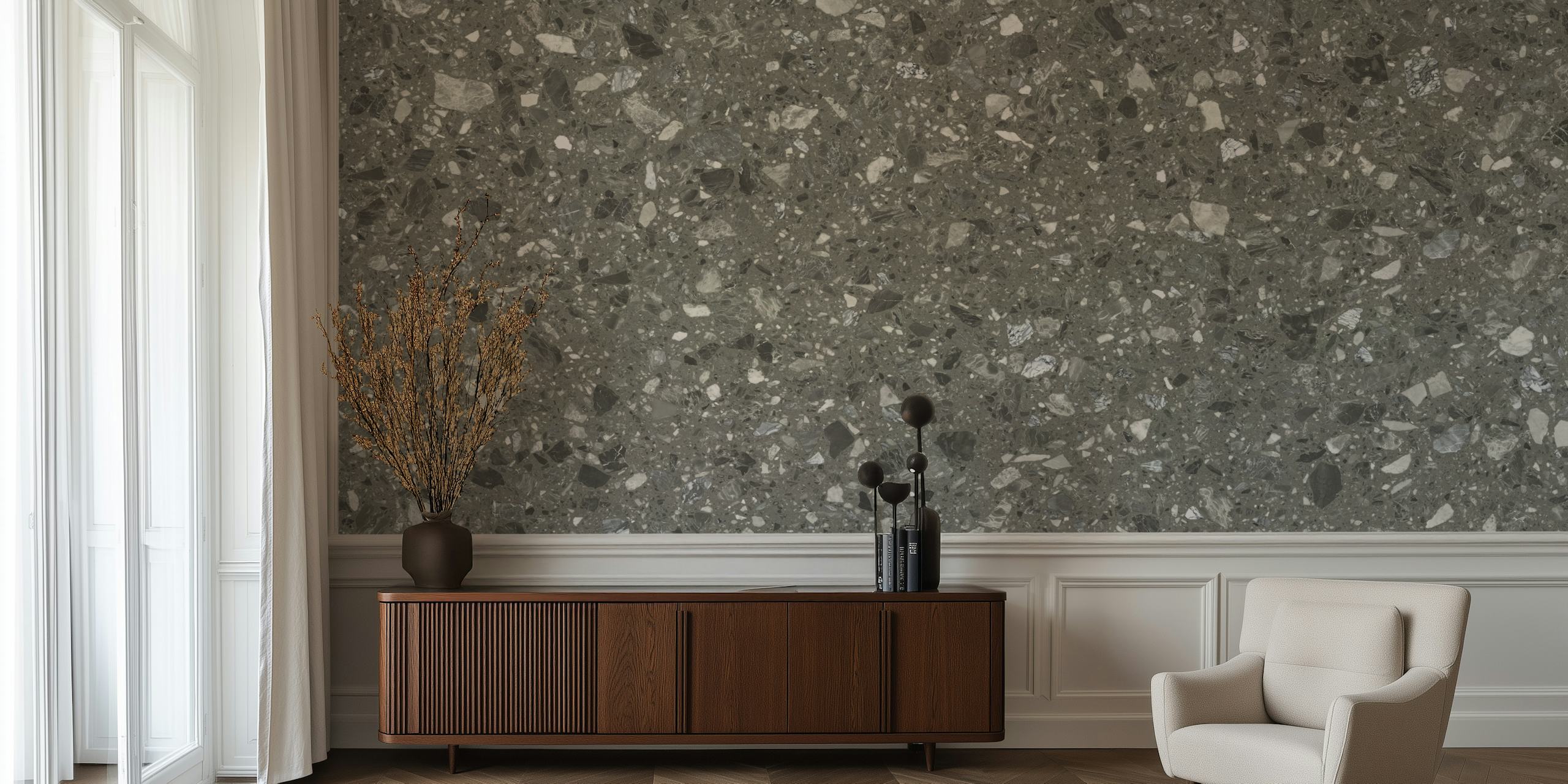 Terrazzo marble wallpaper in a room