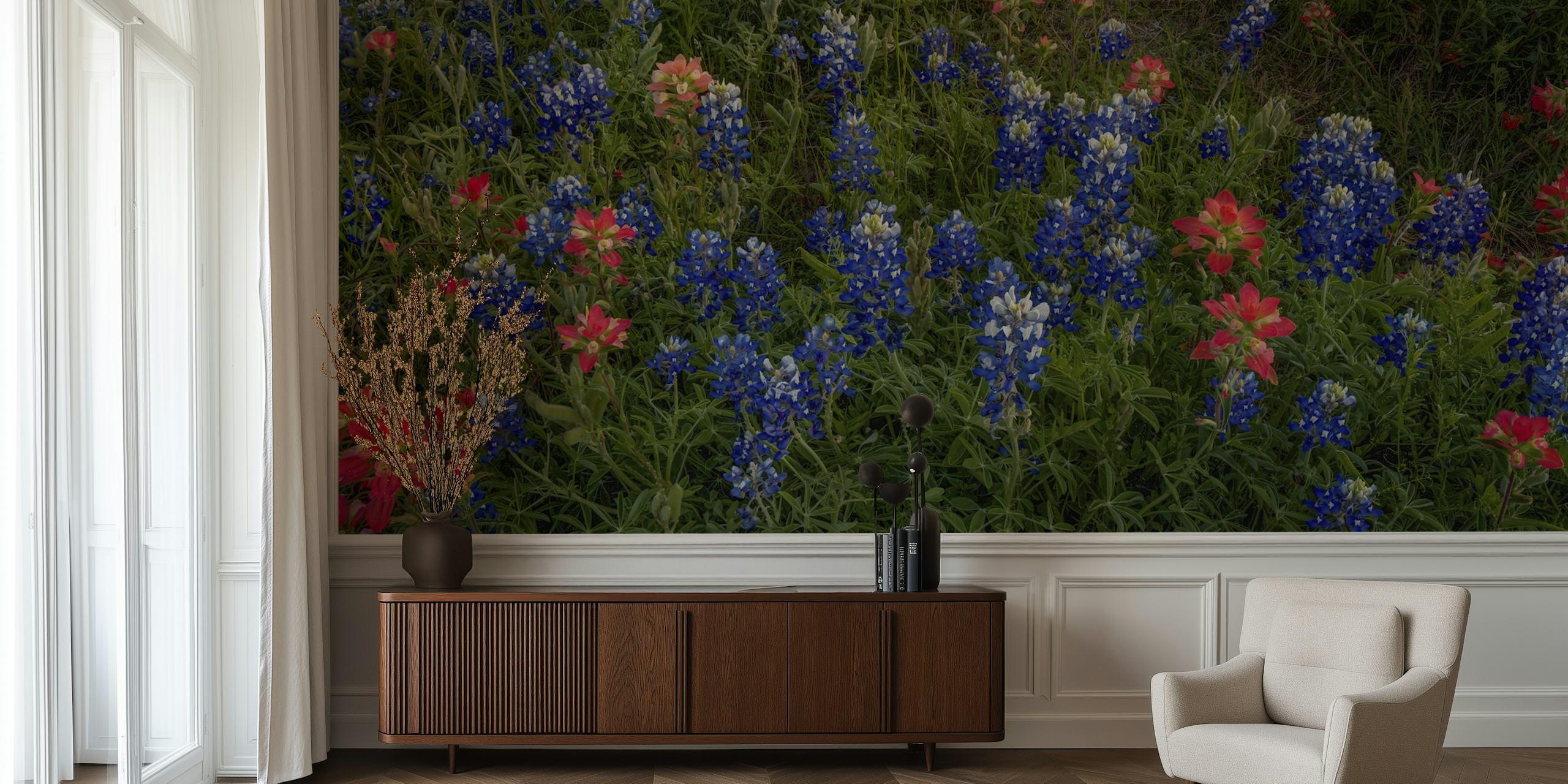 Bluebonnets wallpaper in a beautifully decorated room