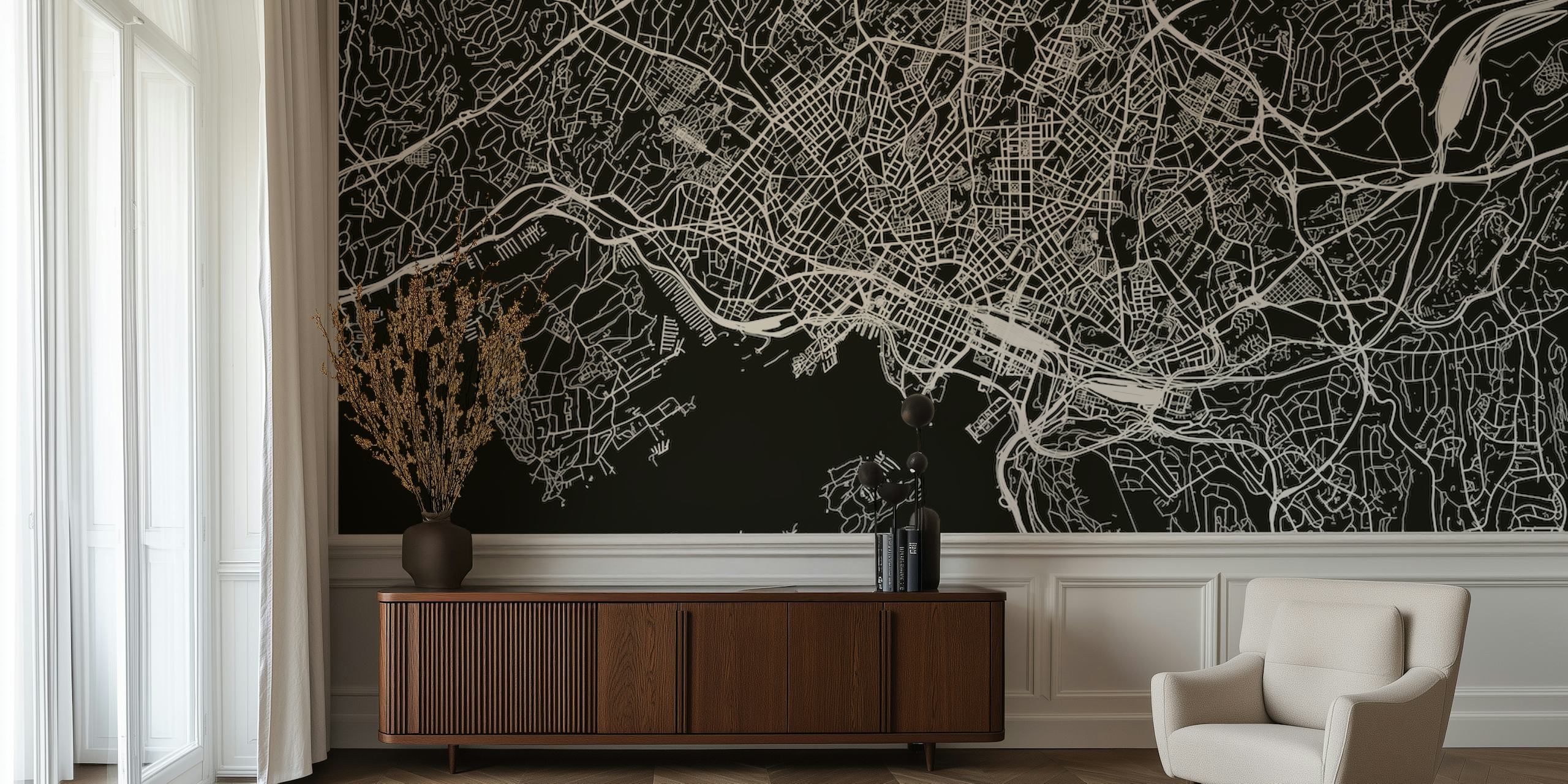 Fotomurais paisagistícos Mapa da cidade de Oslo em preto e branco