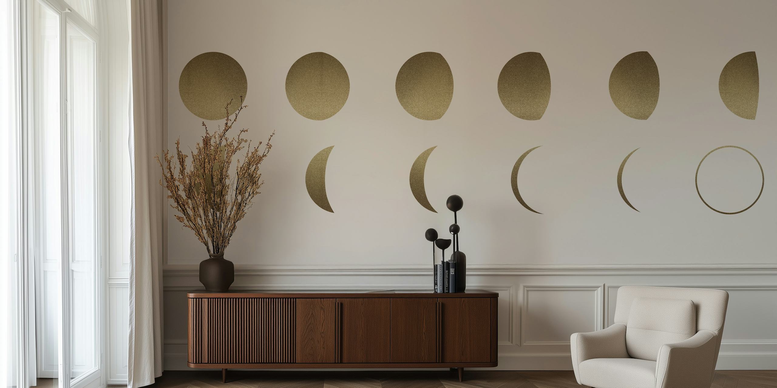 Moons set papel de parede em um quarto elegante