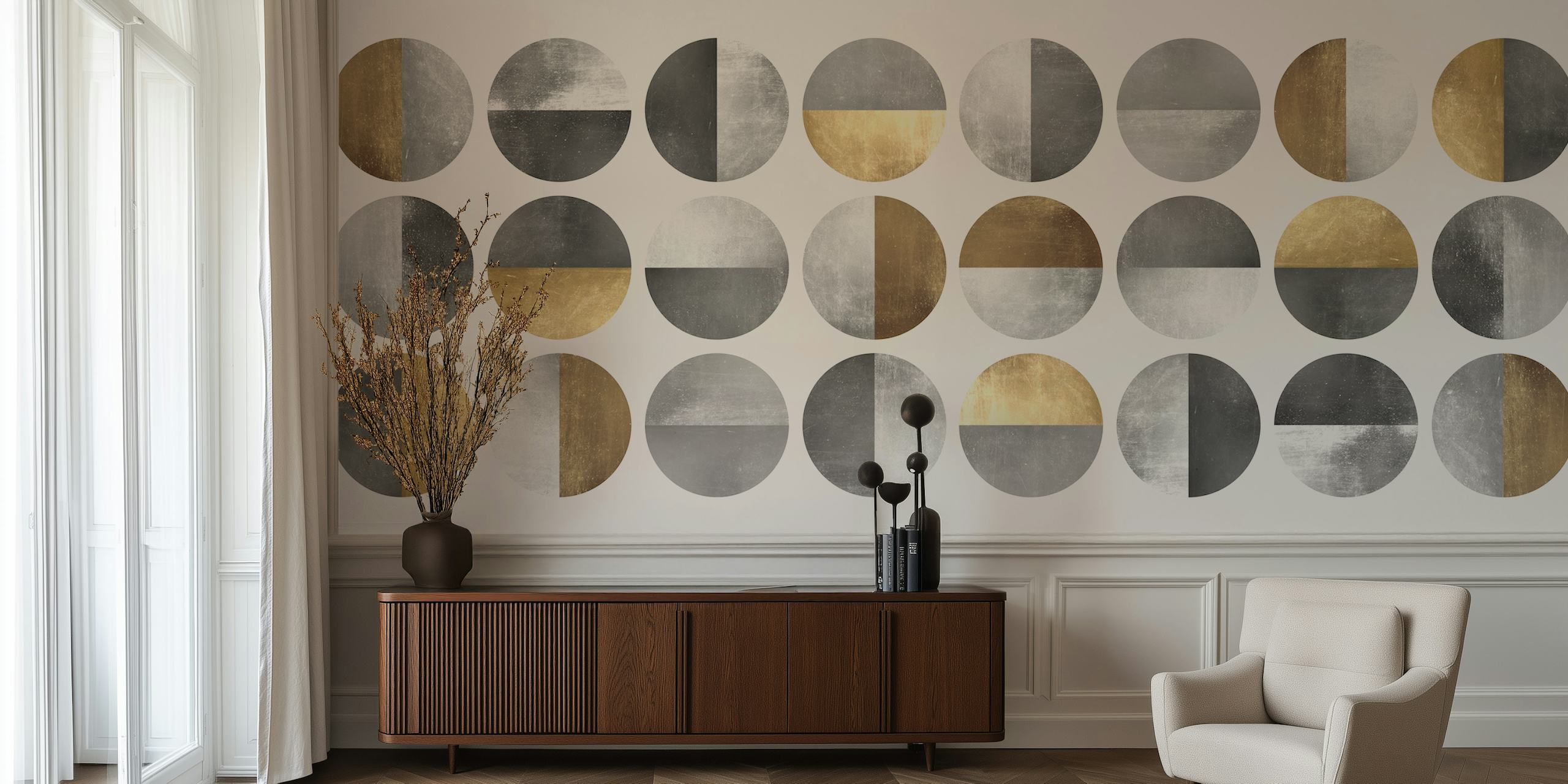 Gold and metal art papel tapiz en una habitación